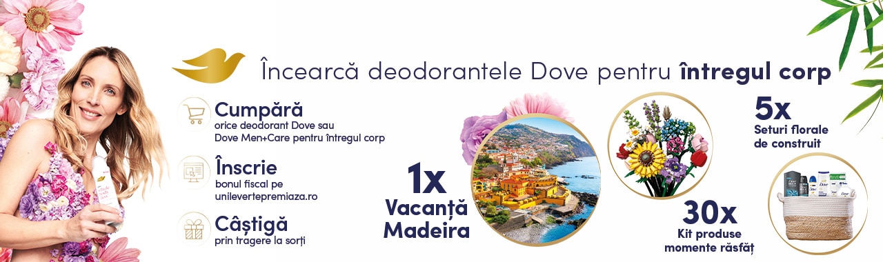 Încearcă deodorantele Dove pentru întregul corp și câștigă în Auchan!