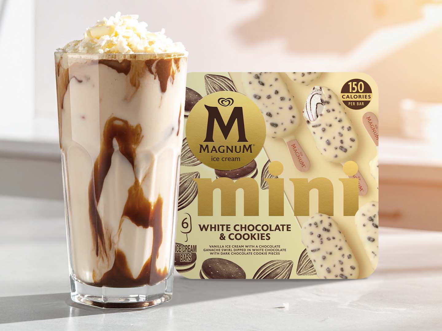Deliciously thick and creamy Magnum® Cookies and Cream milkshake