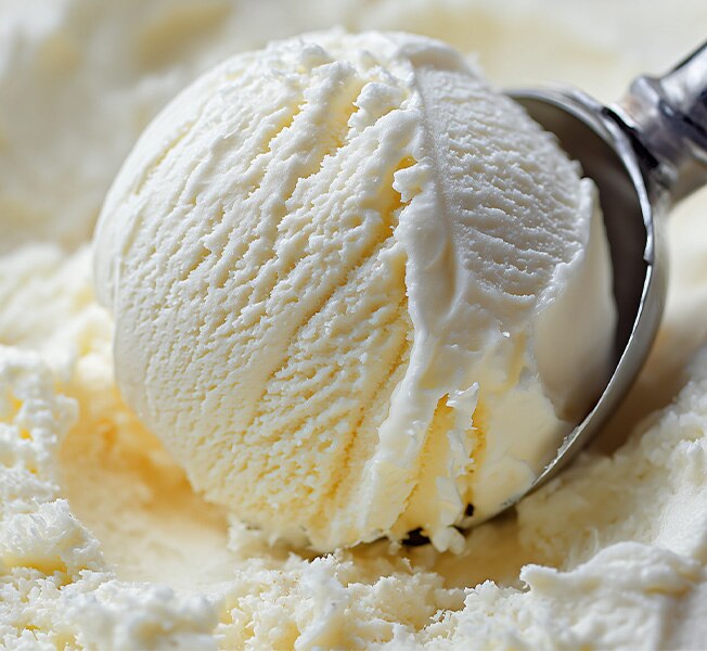 Close-up of a scoop of Breyers Natural Vanilla Ice Cream
