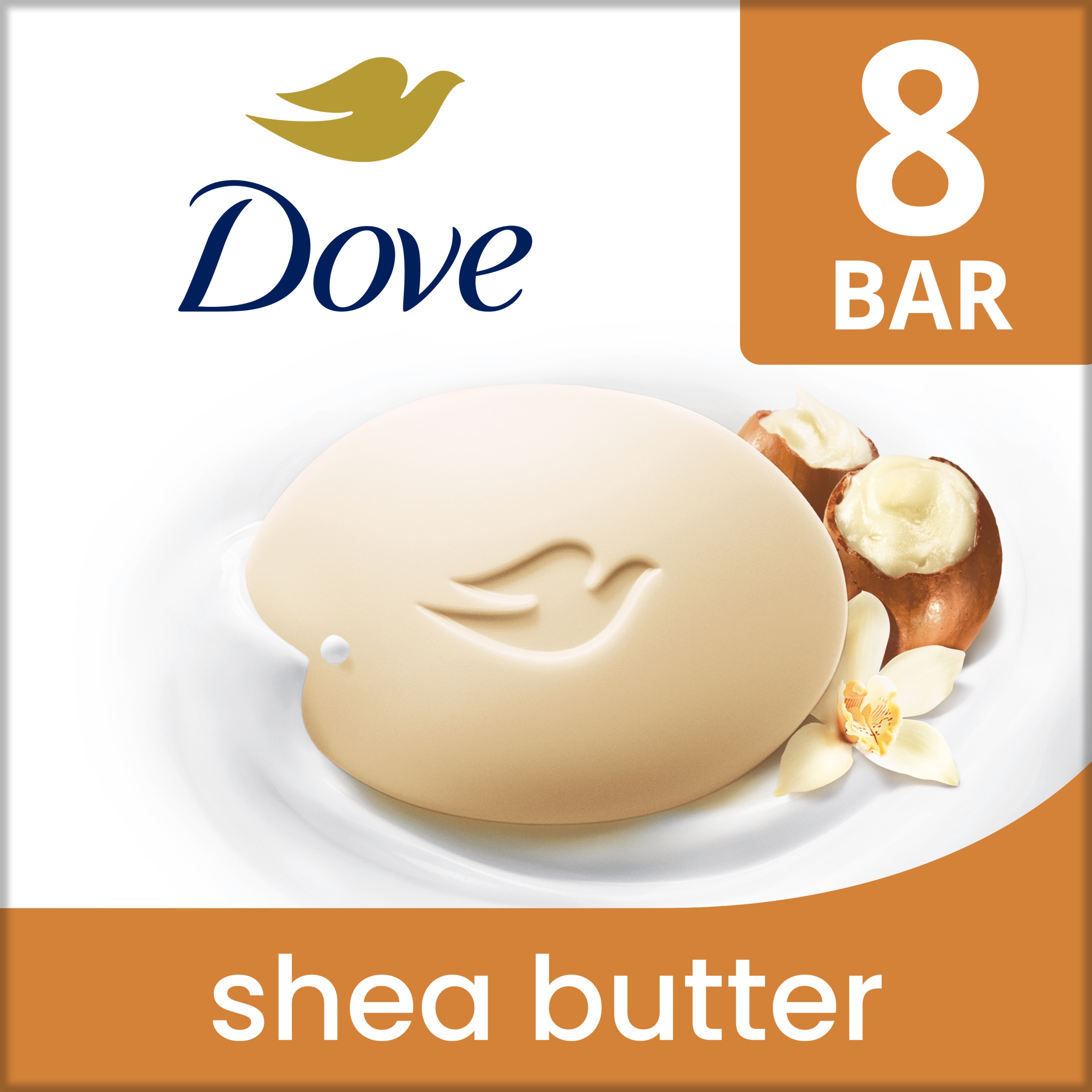 Dove Shea Butter Beauty Bar 8 bar 3.75 oz packshot