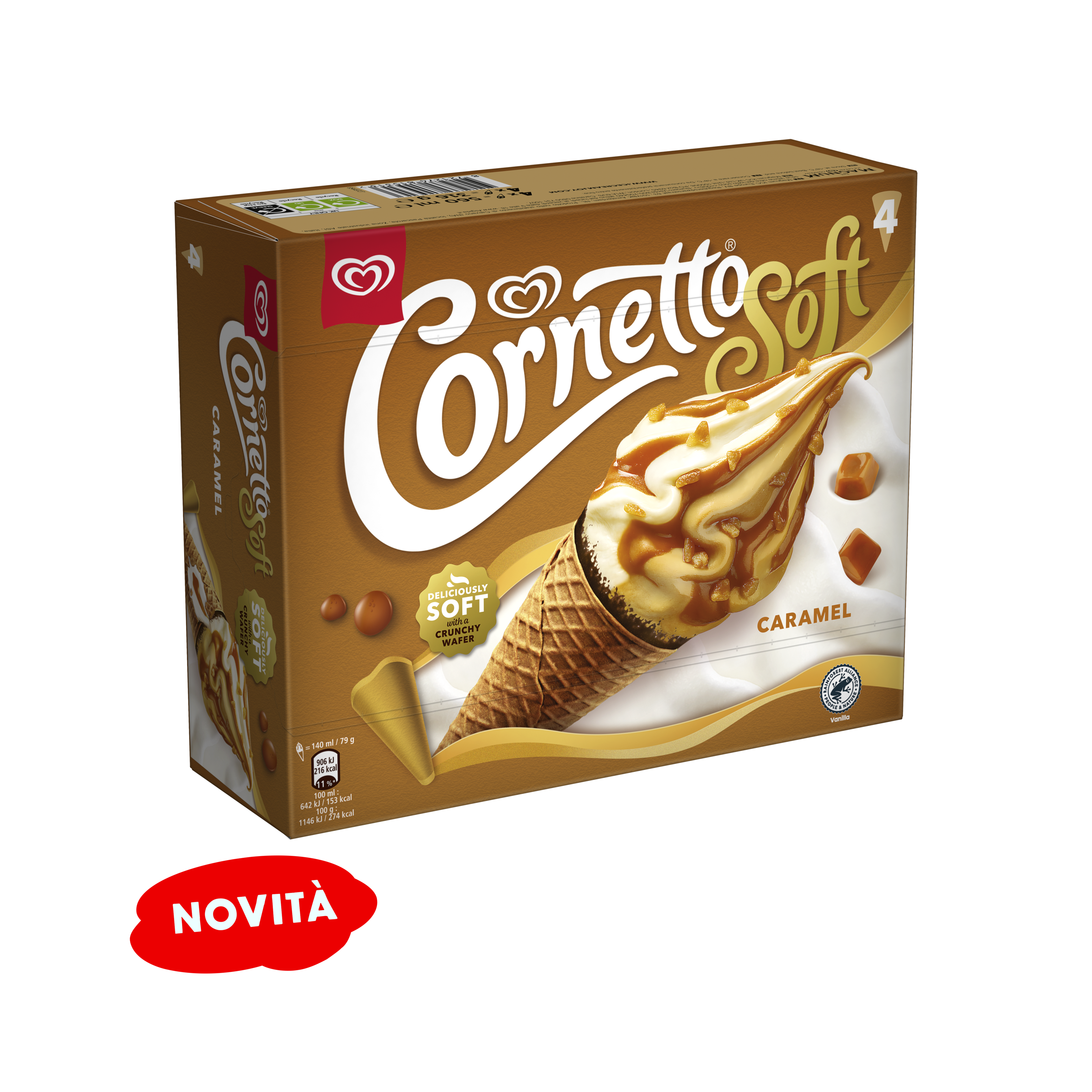 CORNETTO SOFT CARAMEL X4 packshot