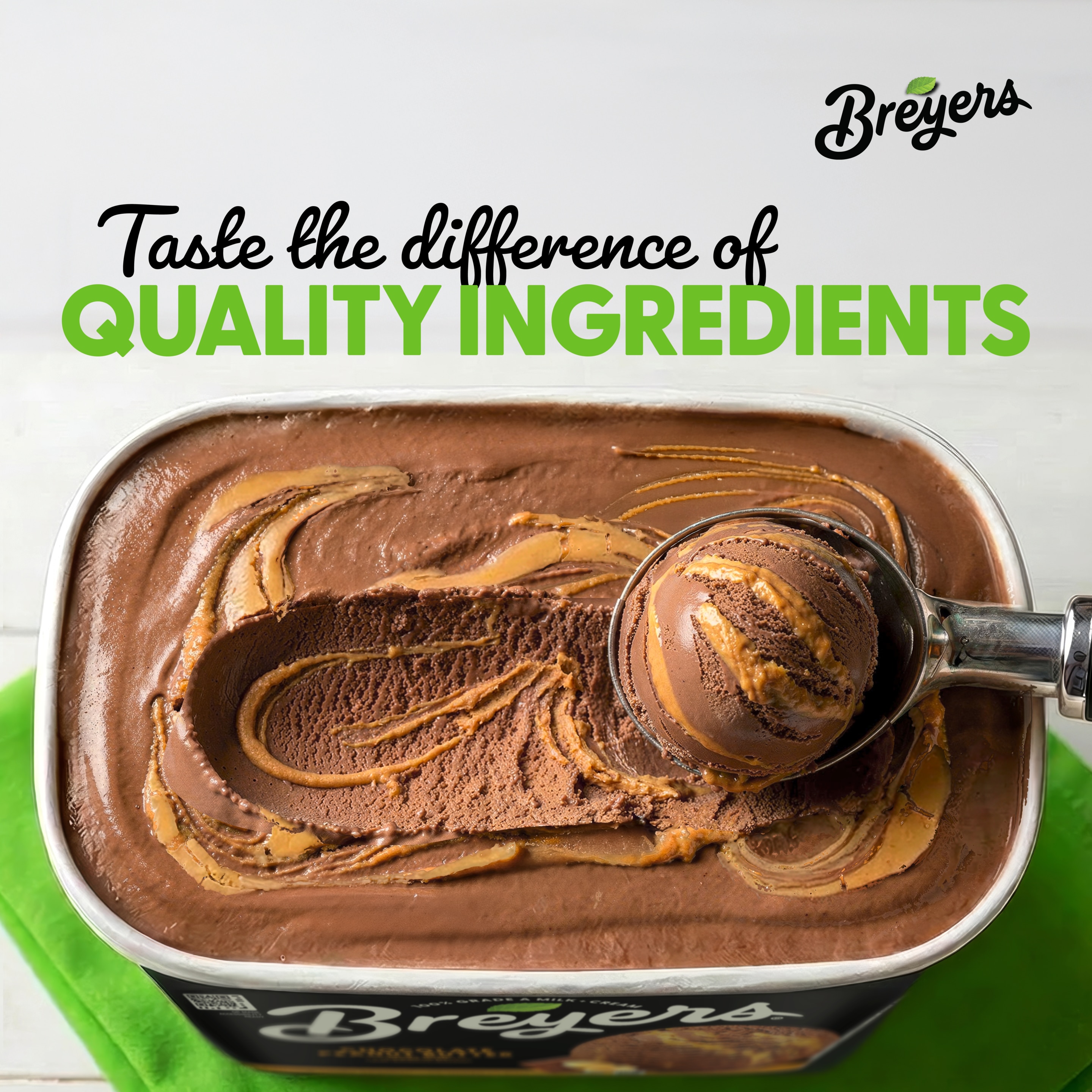 A 48 ounce tub of Breyers® Chocolate Peanut Butter Nutritional Panel