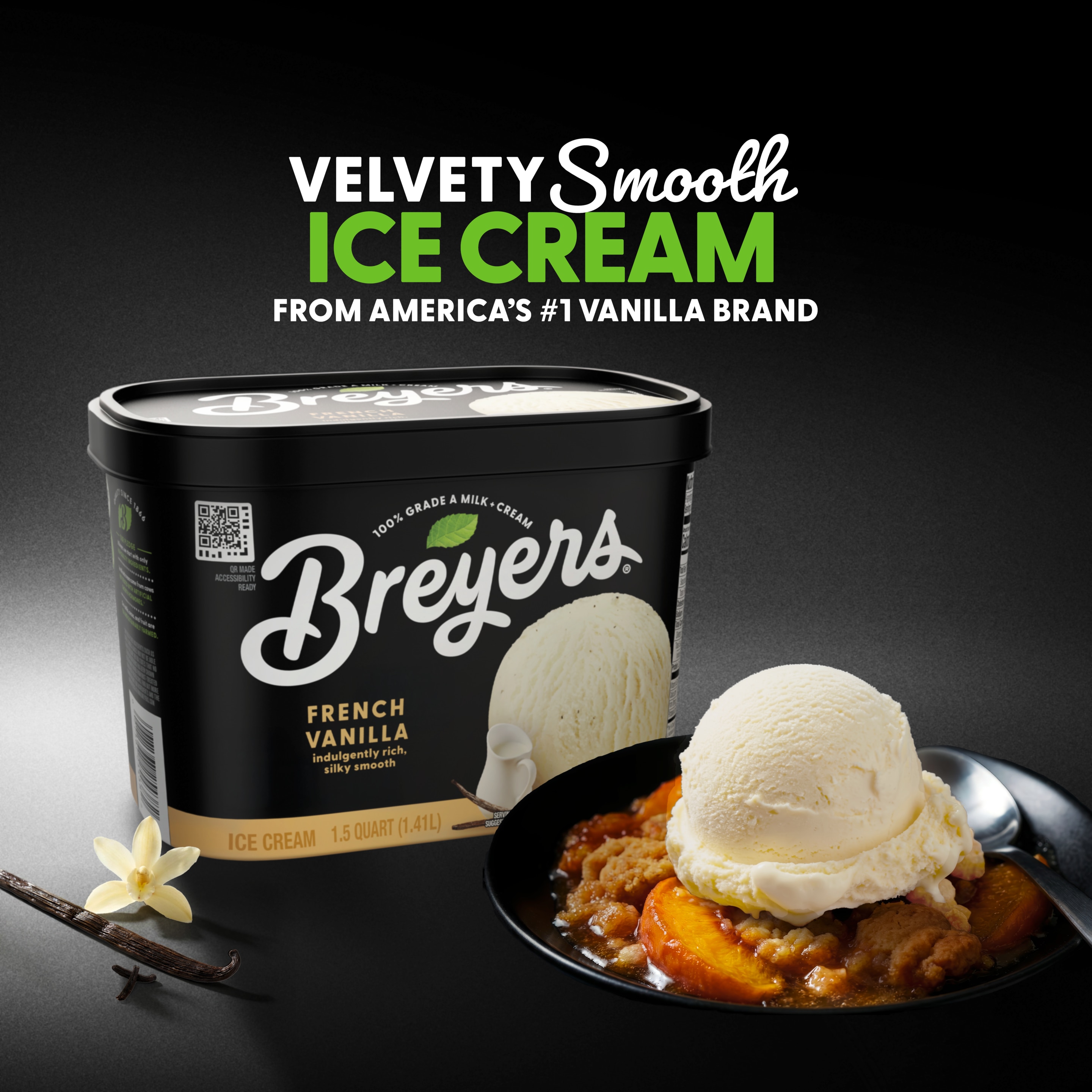 A 48 ounce tub of Breyers® French Vanilla front of pack