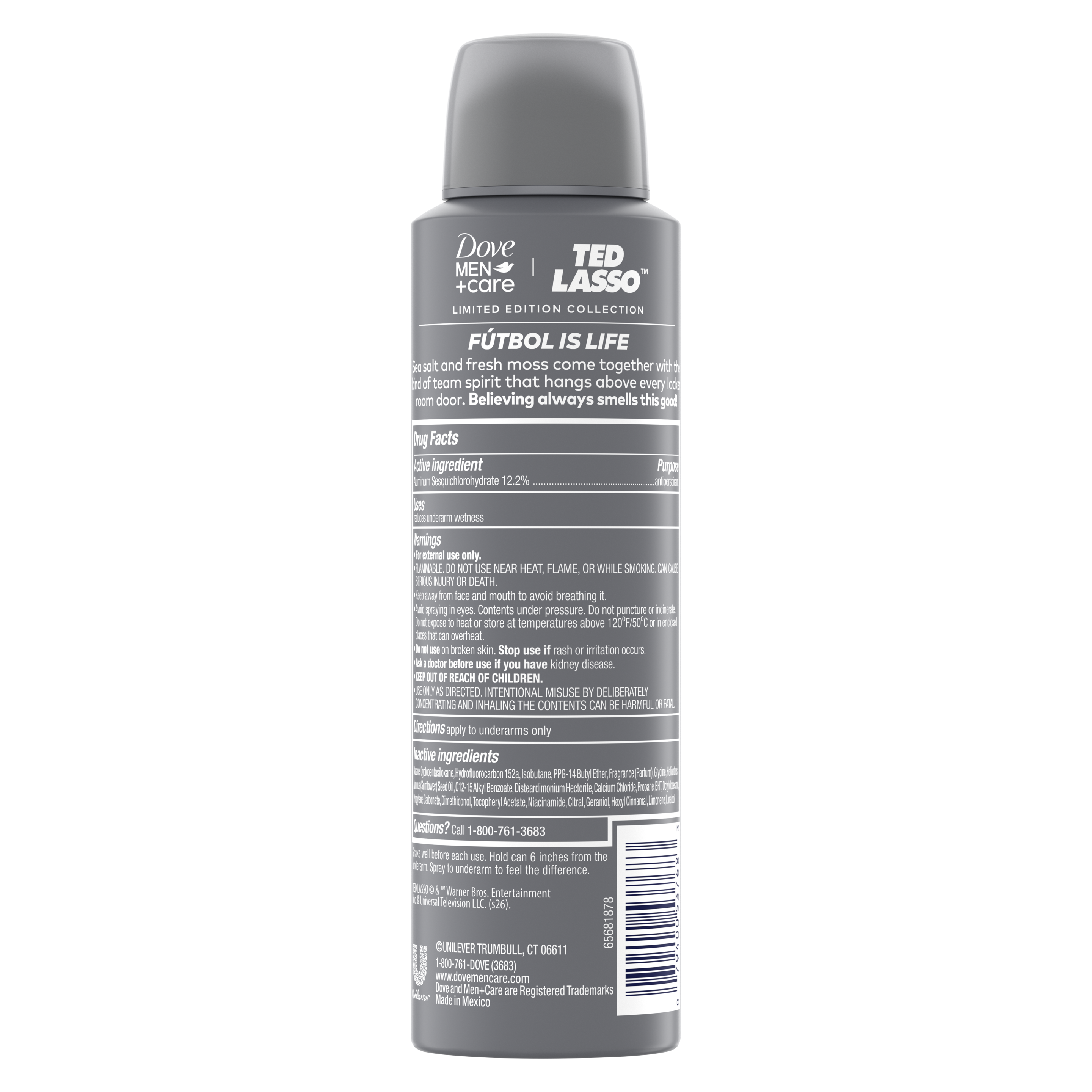 Dove Men+Care Ted Lasso Futbol is Life Dry Spray 3.8oz