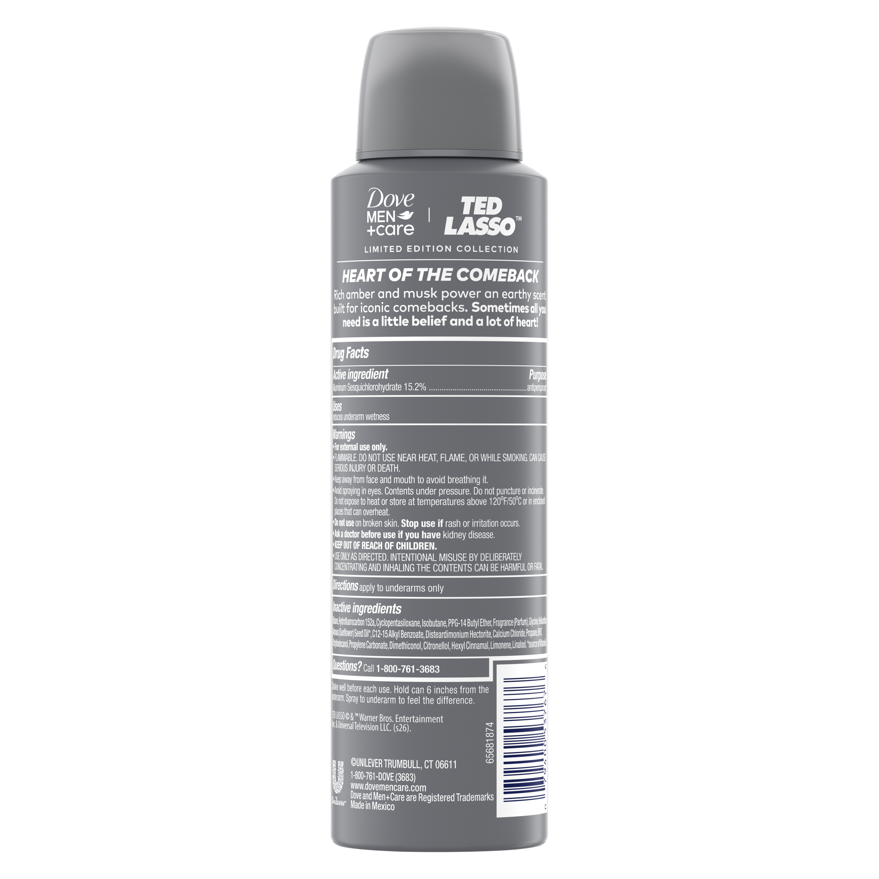 Dove Men+Care Ted Lasso The Heart of the Comeback Dry Spray 3.8oz