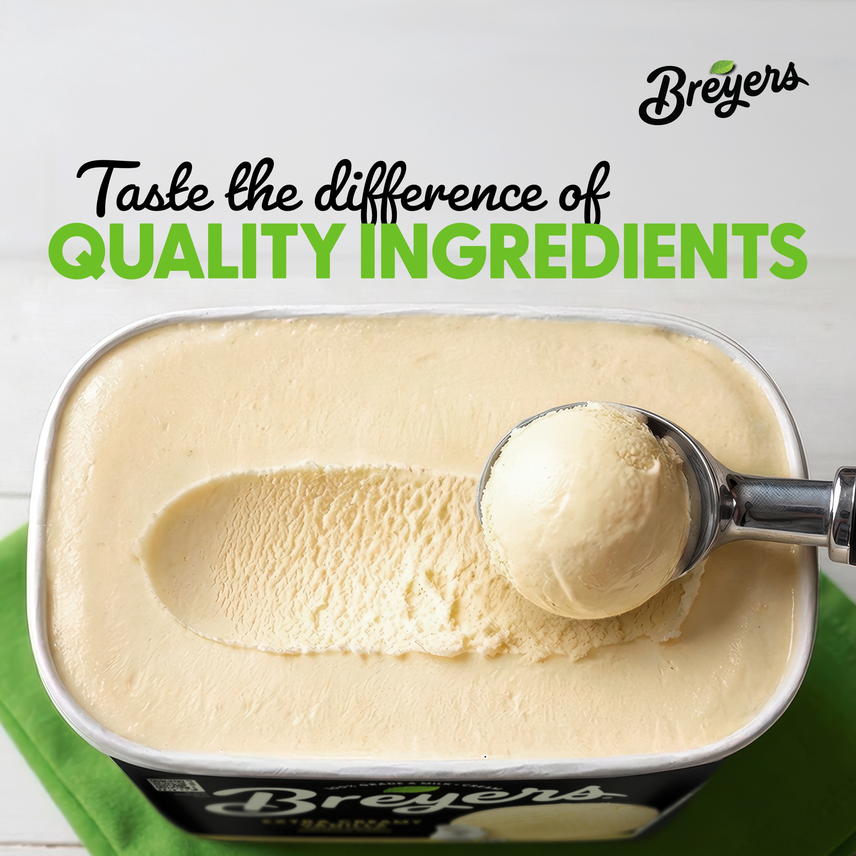 A 48 ounce tub of Breyers® Extra Creamy Vanilla Nutritional Panel