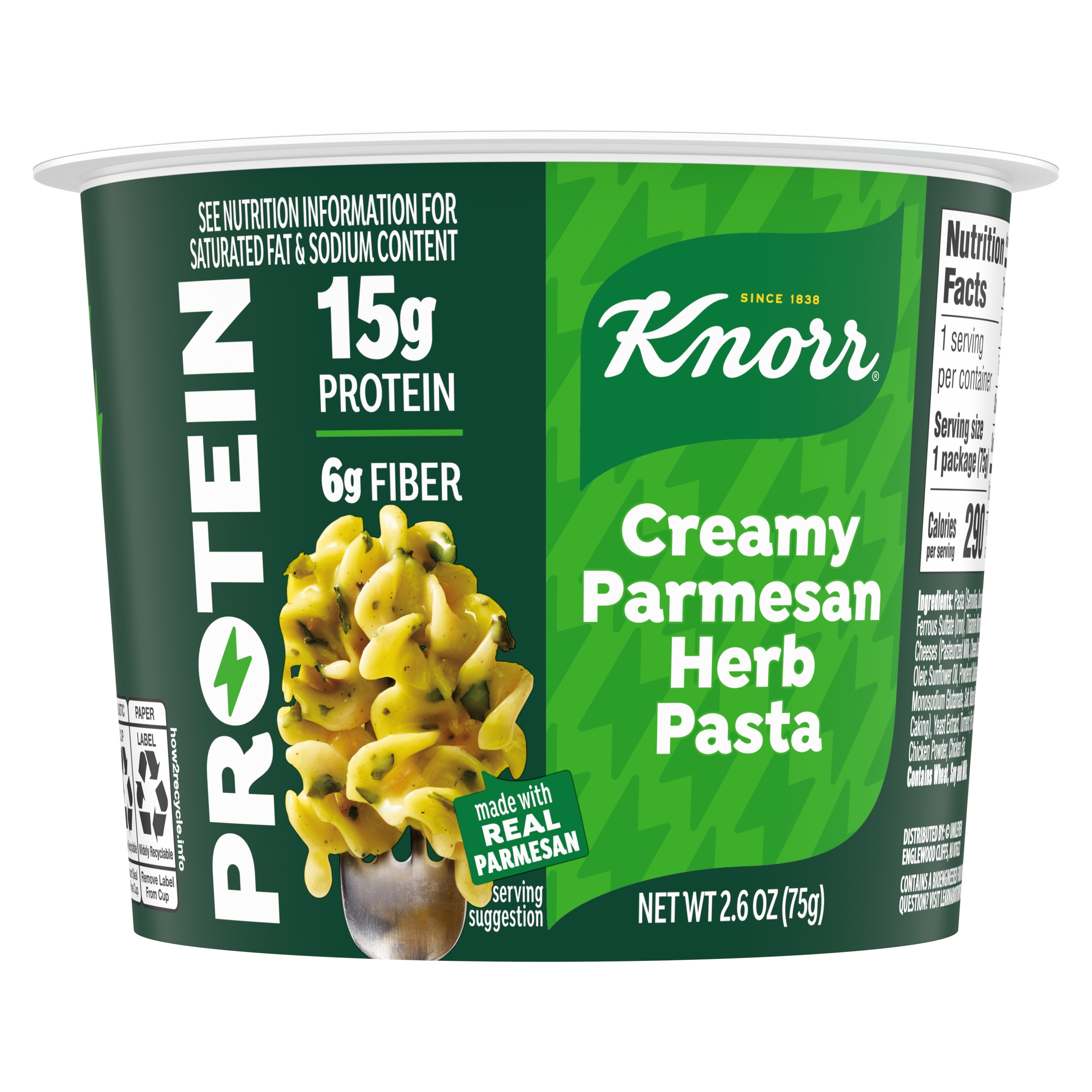 Creamy Parmesan Herb Pasta Protein Cup Front of Pack packshot