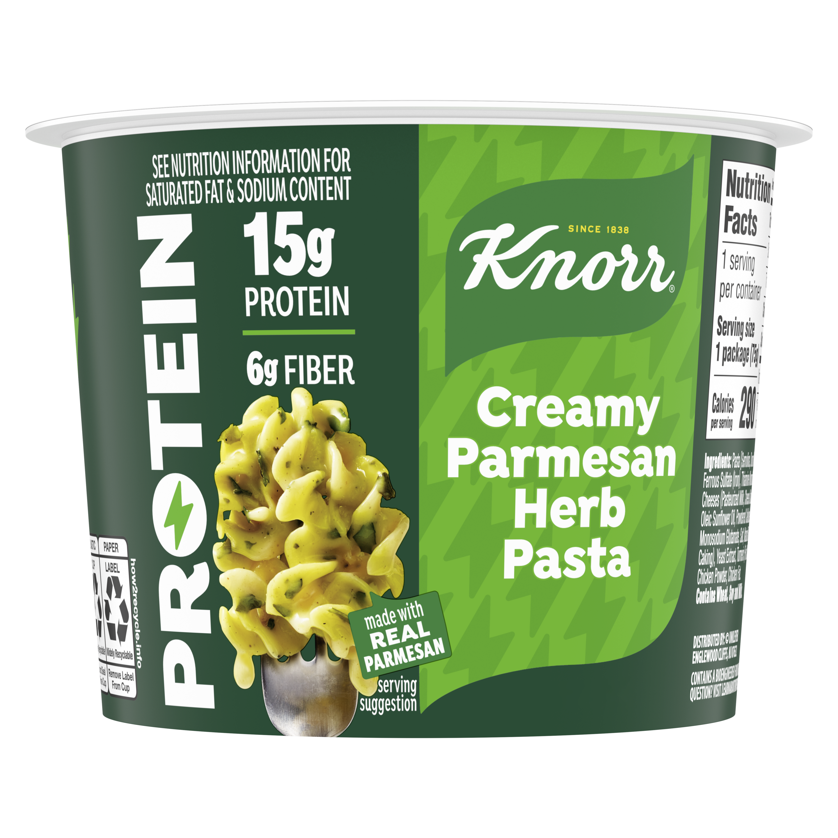 Creamy Parmesan Herb Pasta Protein Cup Front of Pack packshot