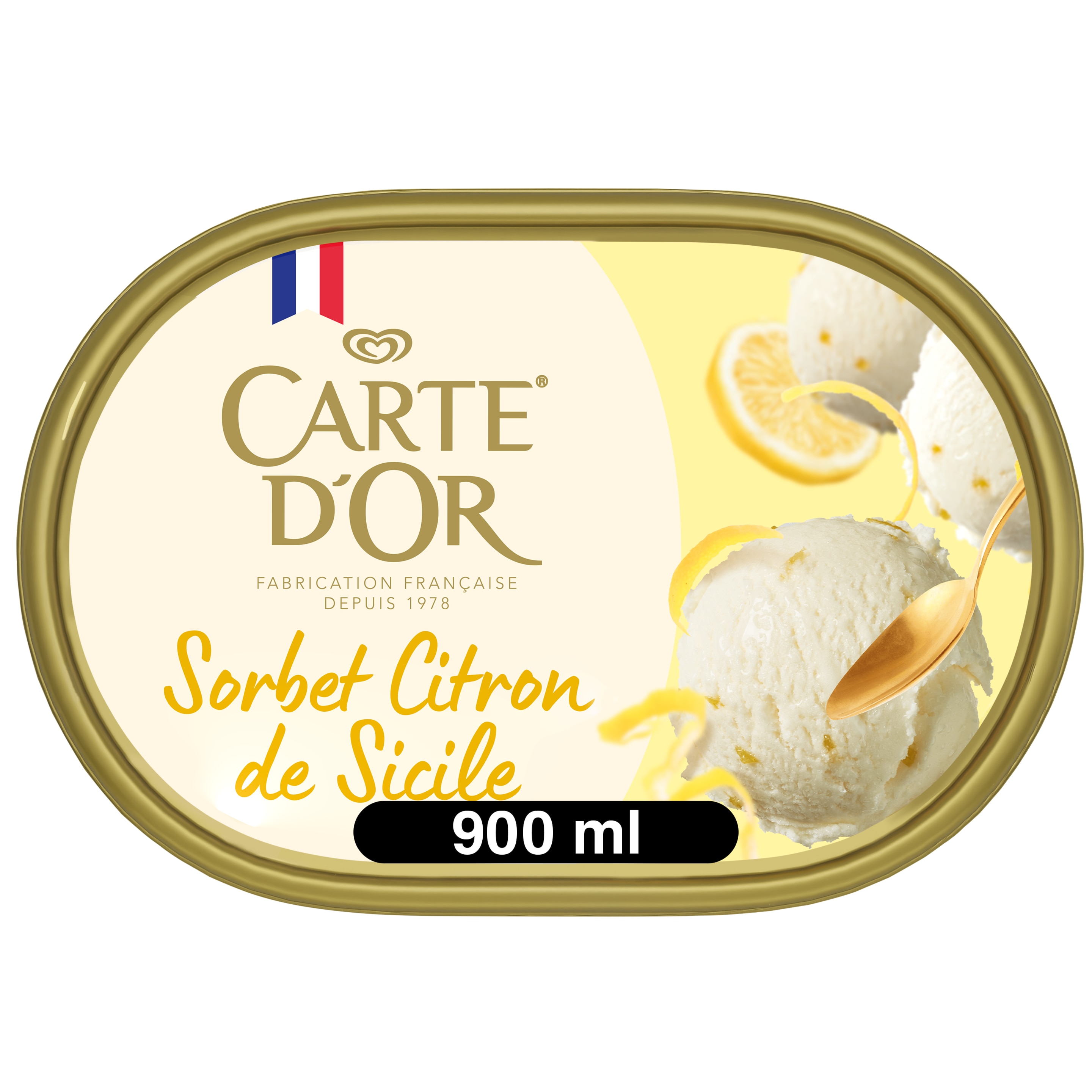Carte D'Or  Glace Bac Sorbet  Citron  900ml packshot
