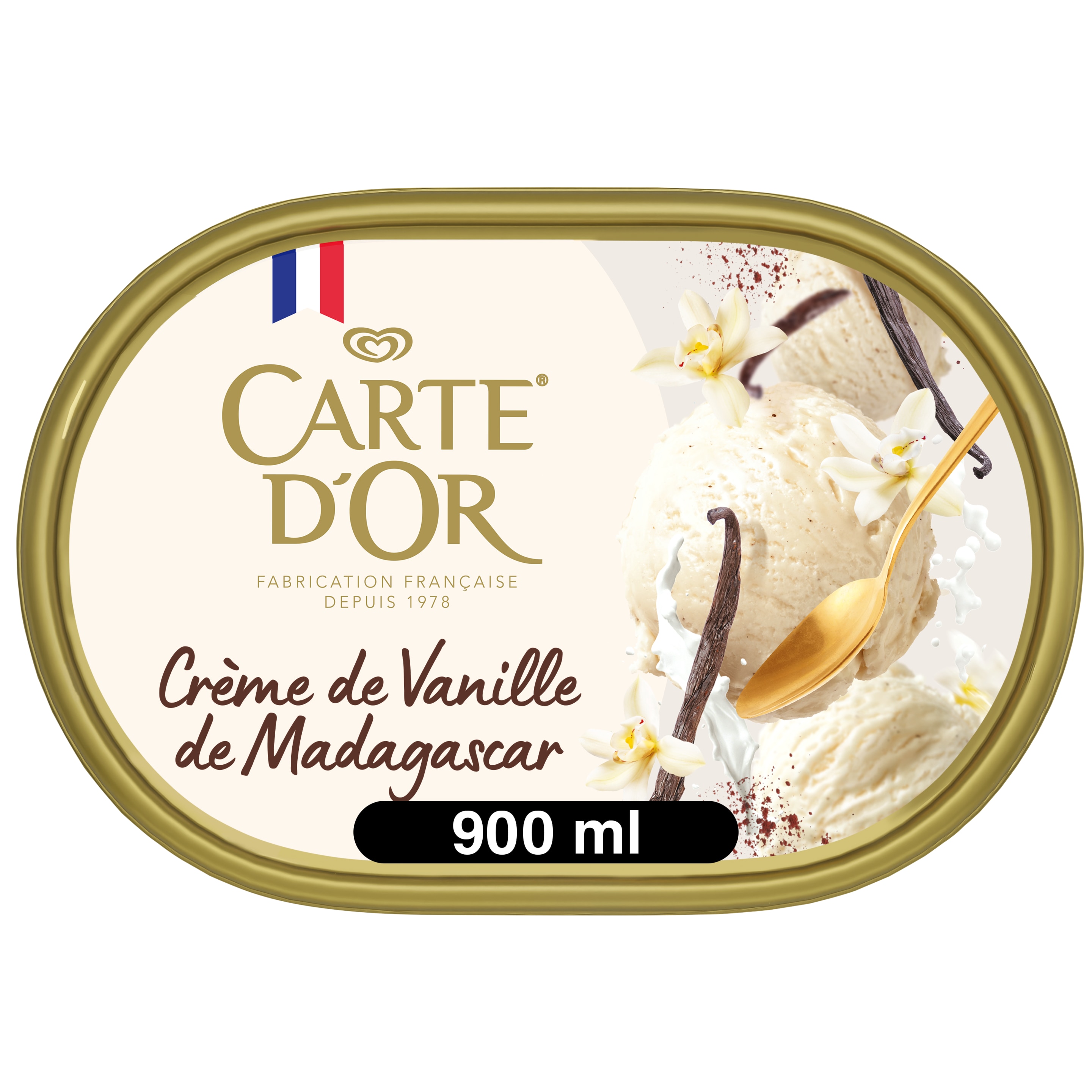 Carte D'Or  Glace Bac Crème Glacée  Crème de Vanille  900ml packshot
