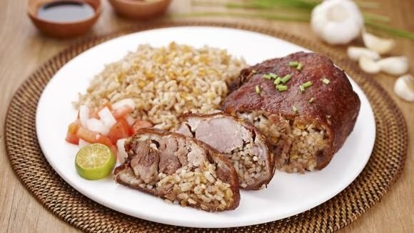 Boneless Crispy Pata Stuffed with Garlic Bagoong Rice Recipe