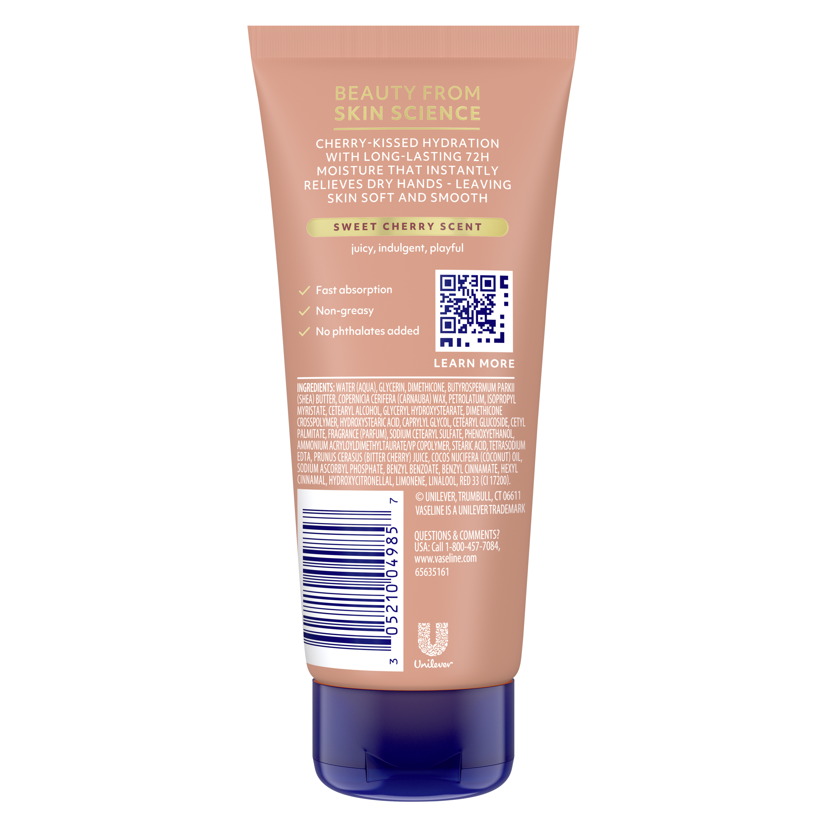Vaseline® Cherry Aura Hand Butter back of pack