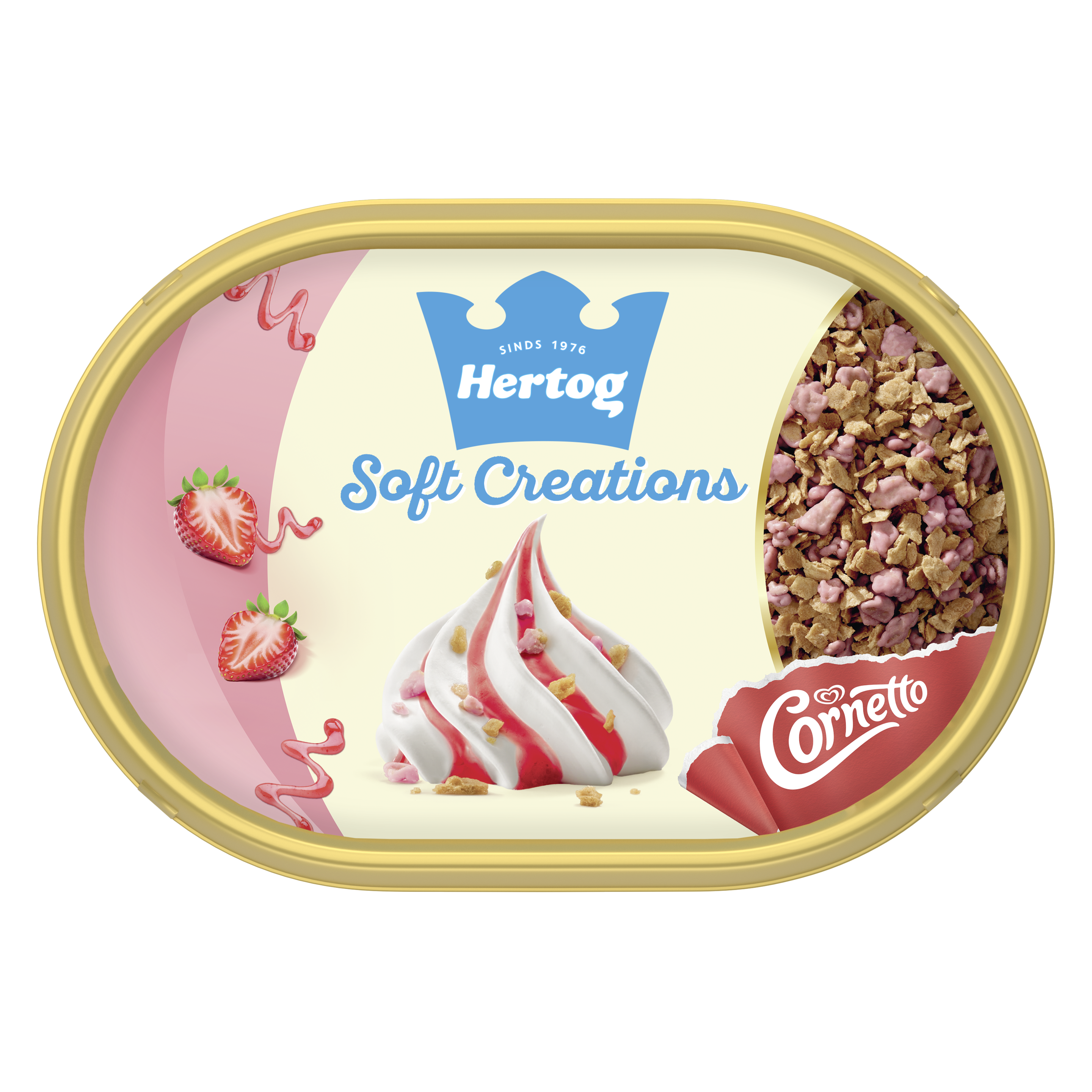 Soft Creations Vanille Softijs met aardbeiensaus 750 ml