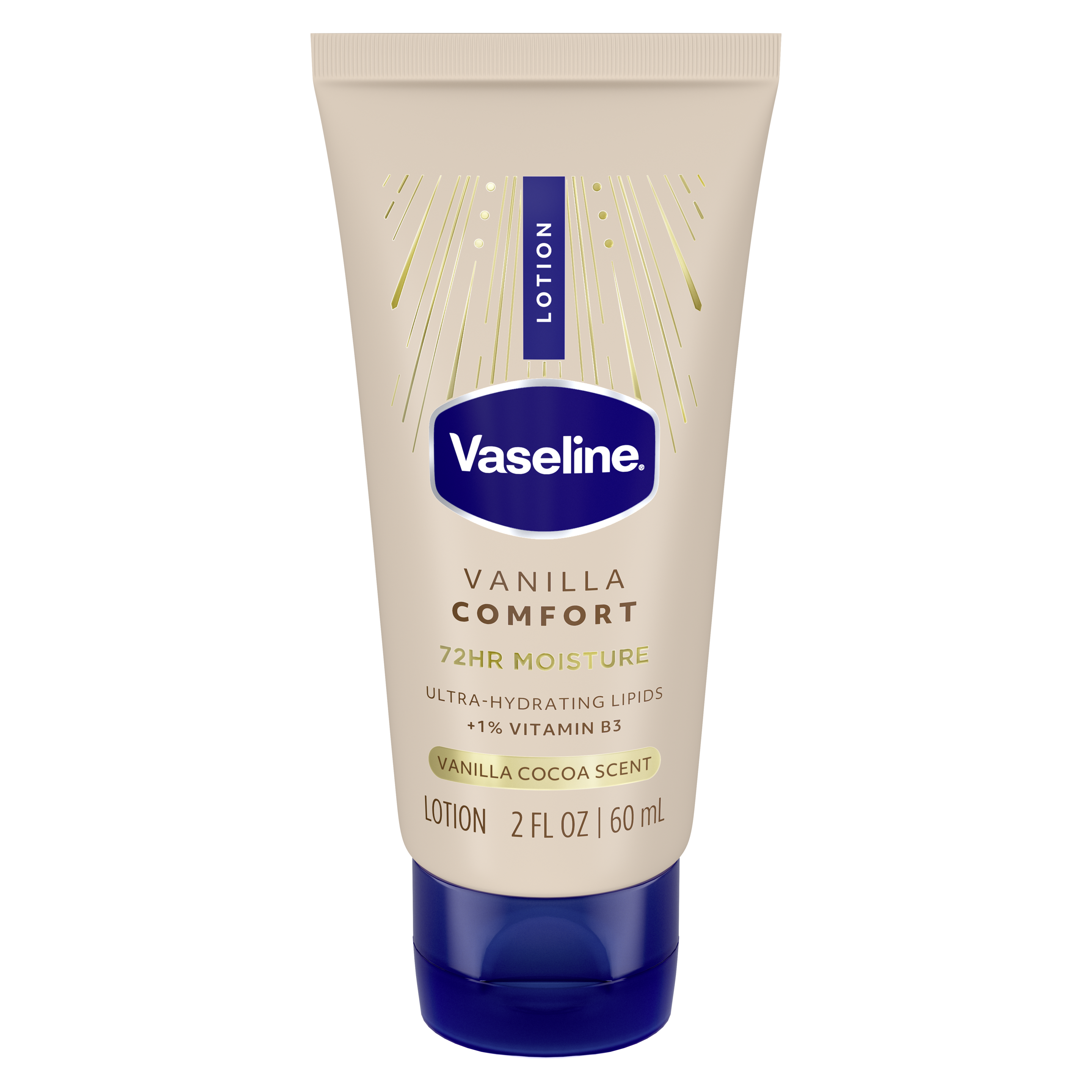 Vaseline® Vanilla Comfort Trial & Travel Lotion front of pack packshot