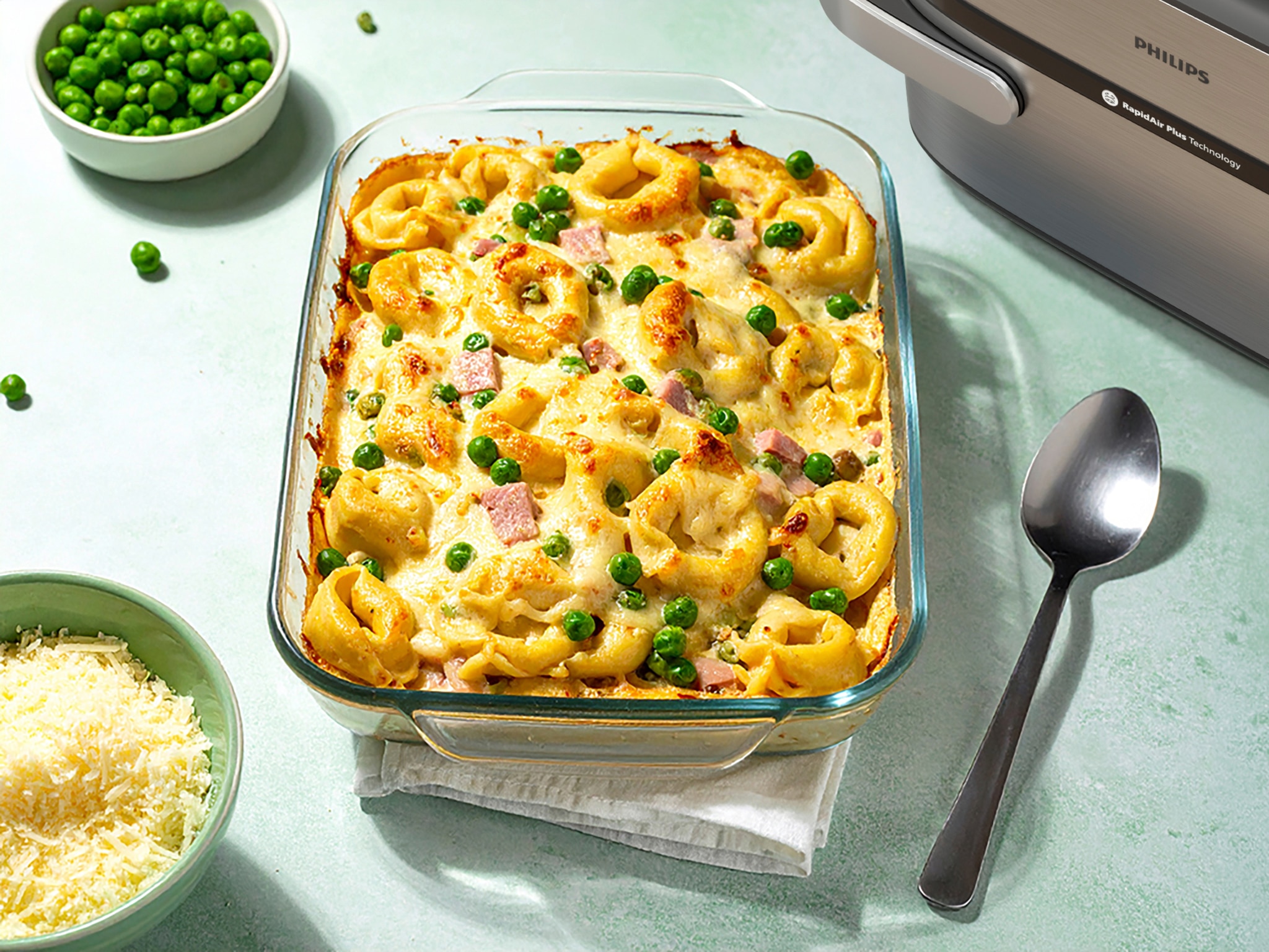 Tortellini Auflauf Carbonara in der Heißluftfritteuse 35 Min  recipe