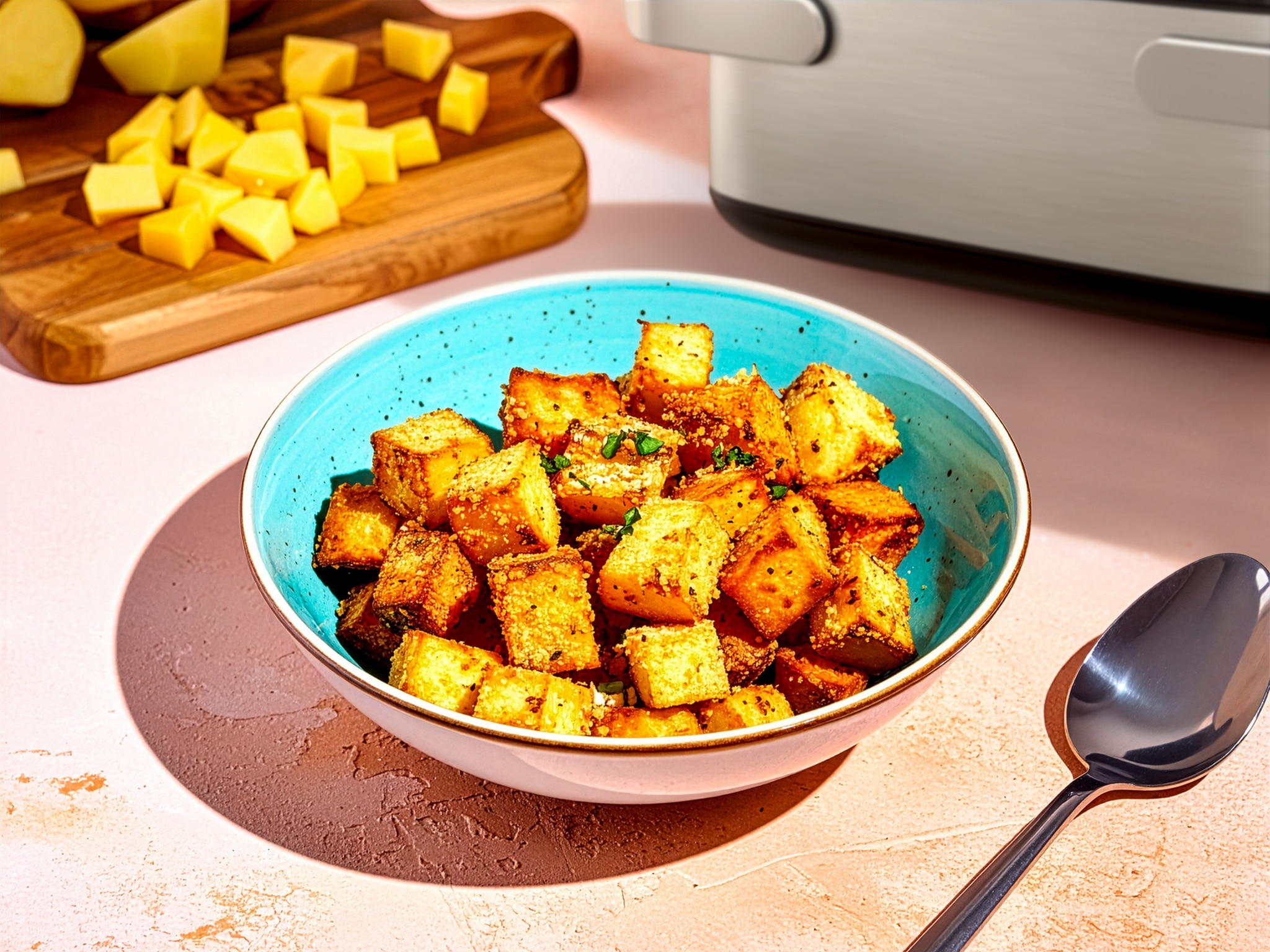 Cheesy Kartoffelwürfel im Air Fryer 23 Min  recipe