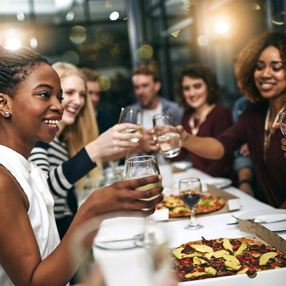 A group of friends enjoying a chocolate and wine pairing