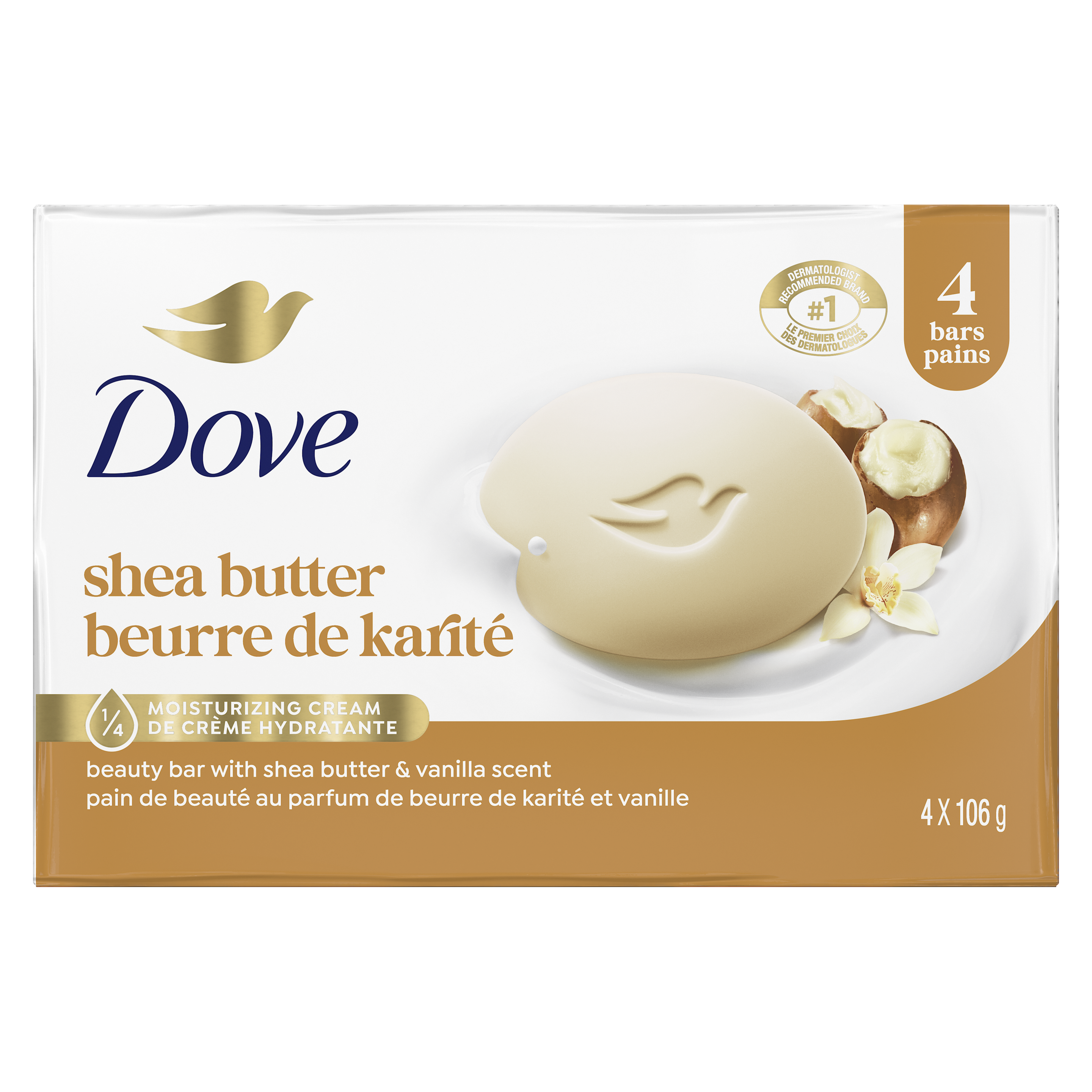 Purely Pampering Shea Butter with Warm Vanilla Scent Beauty Bar 4x106g packshot