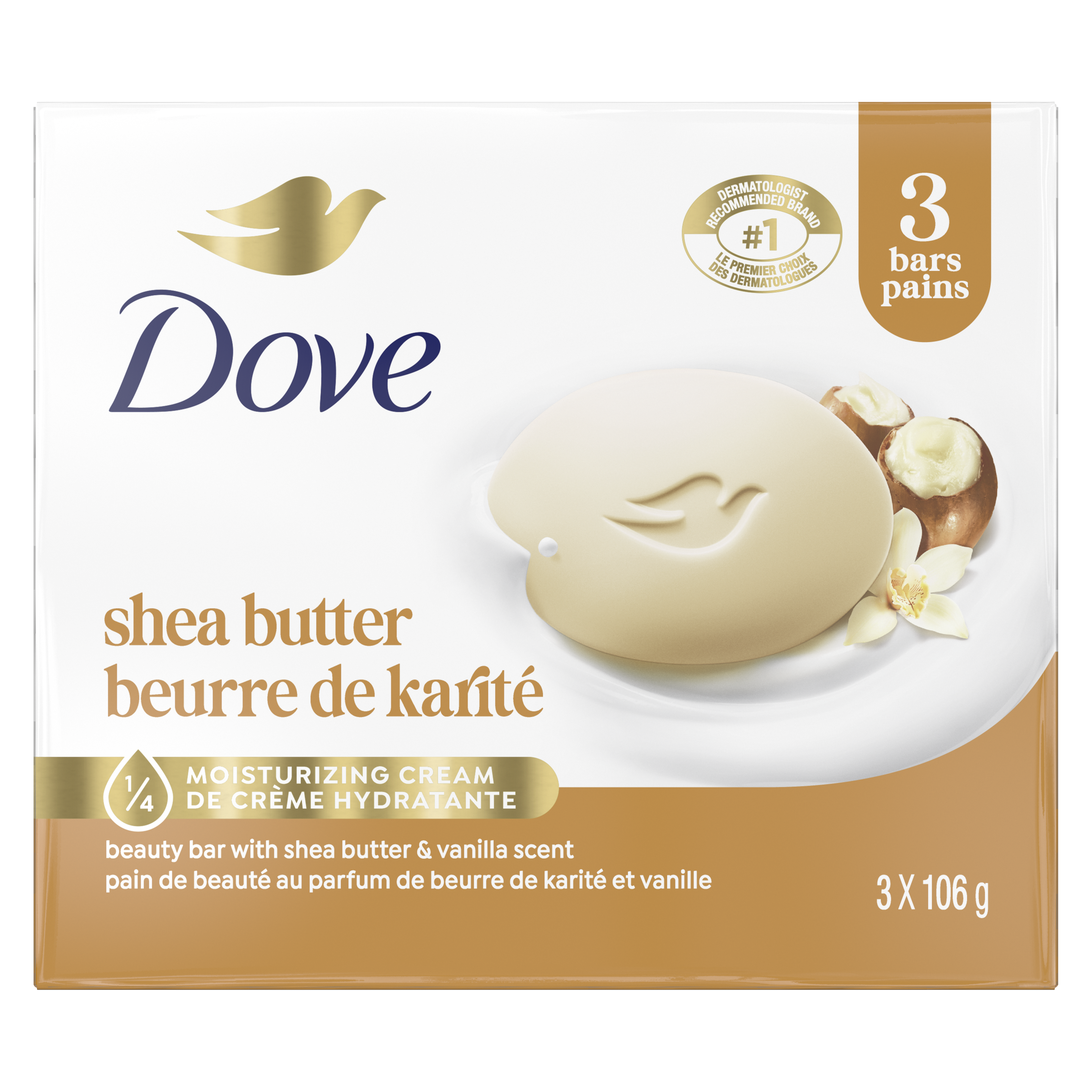 Purely Pampering Shea Butter with Warm Vanilla Scent Beauty Bar 3x106g packshot
