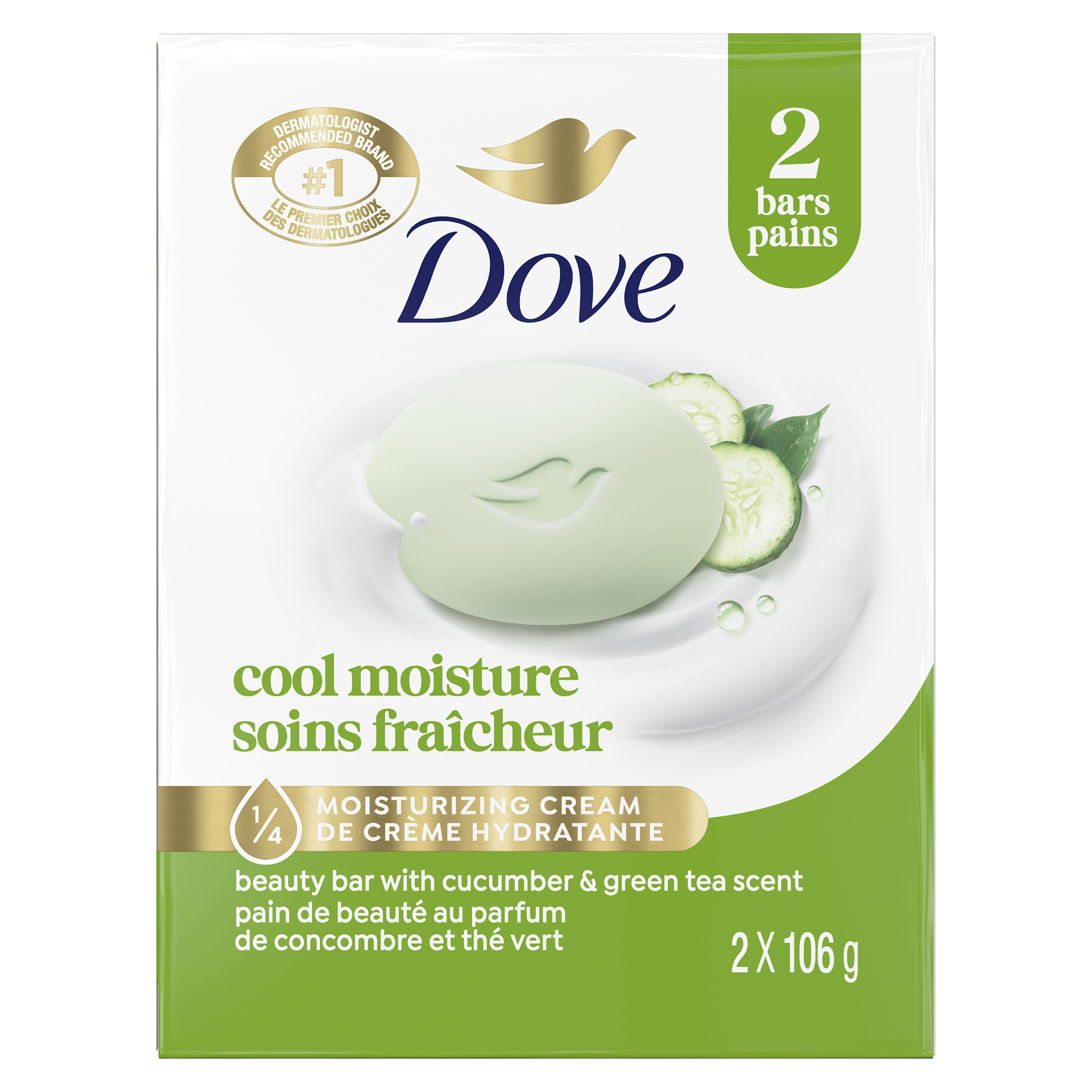 Go Fresh Cool Moisture Cucumber & Green Tea Beauty Bar 2x106g packshot