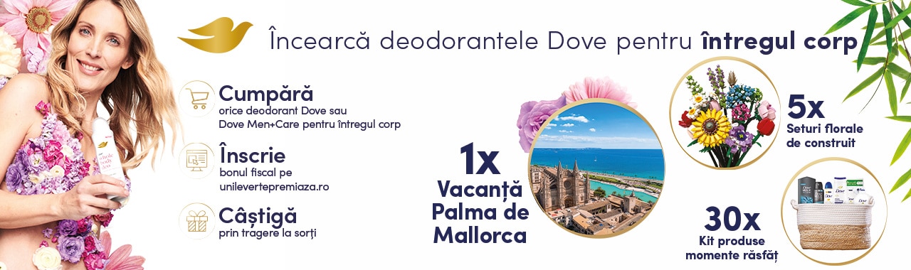 Încearcă deodorantele Dove pentru întregul corp și câștigă în Kaufland!