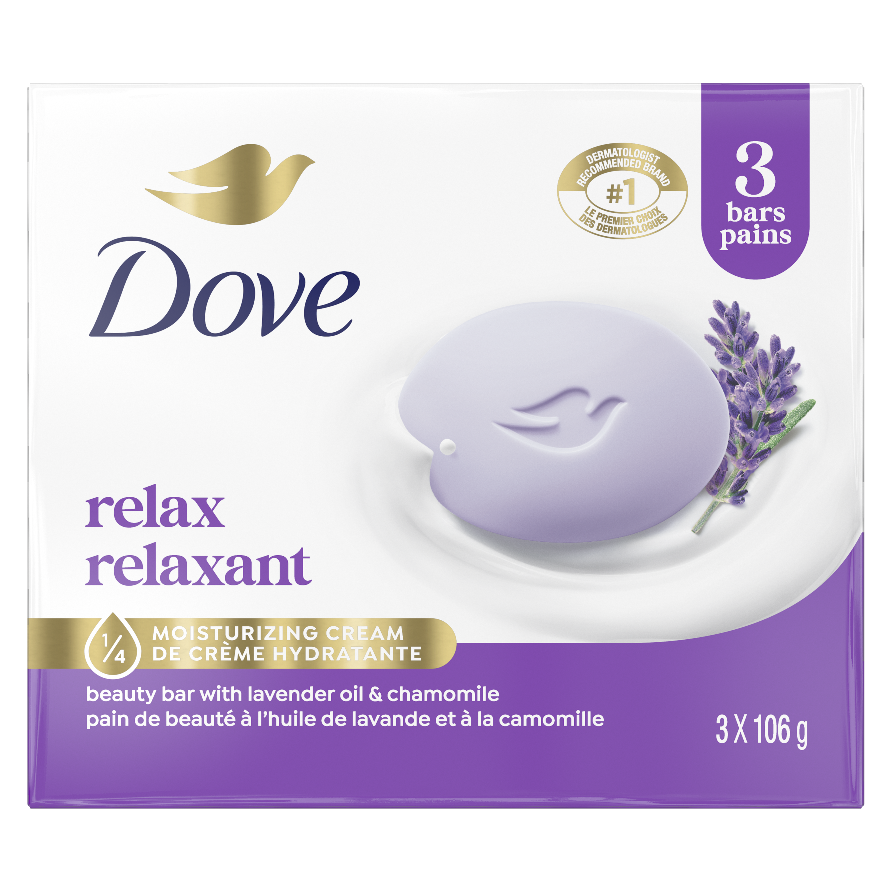Dove Relaxing Lavender Beauty Bar packshot