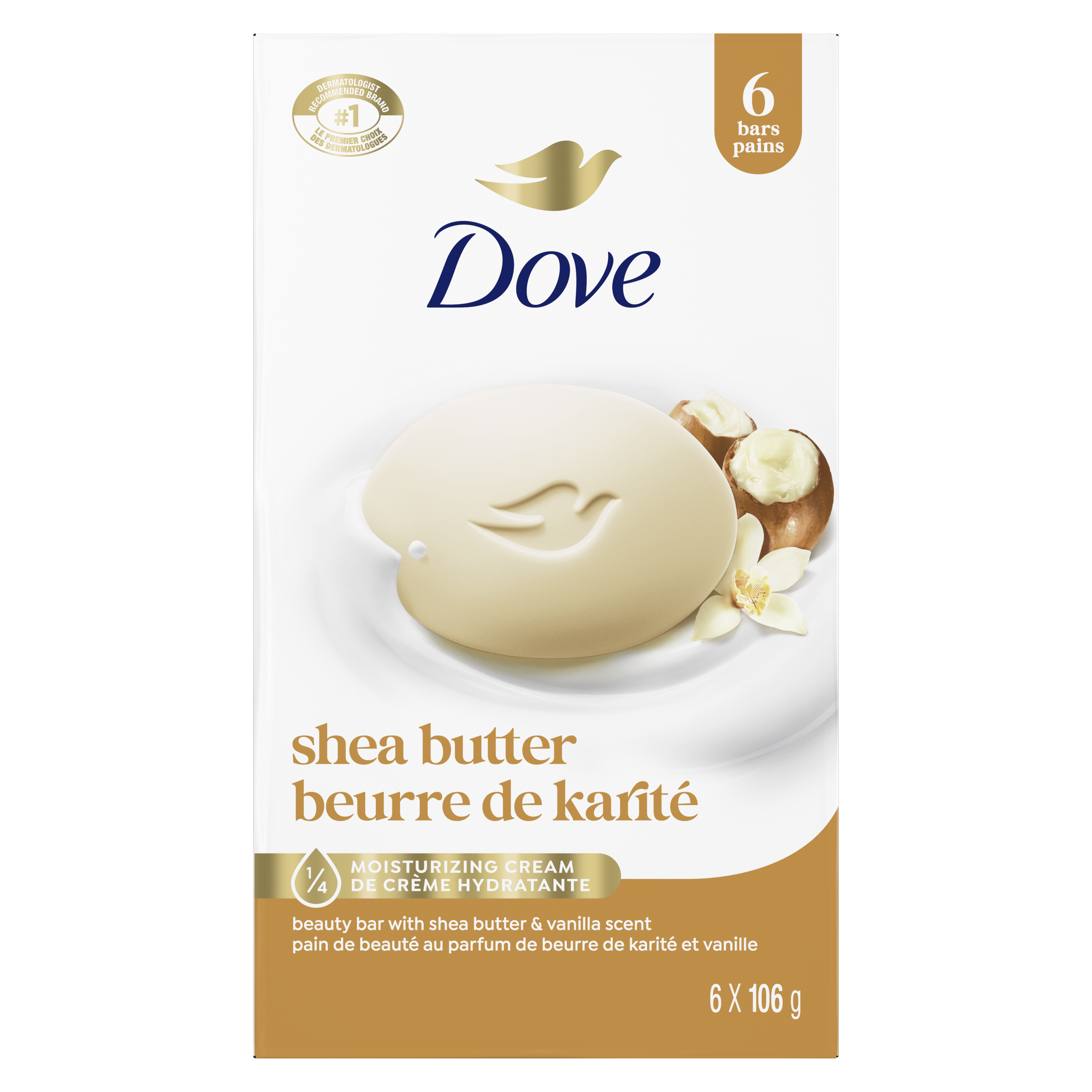 Purely Pampering Shea Butter with Warm Vanilla Scent Beauty Bar 6x106g packshot