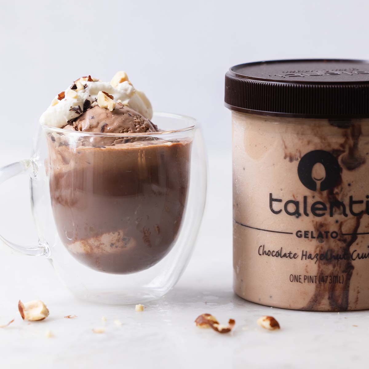 Hot Chocolate Hazelnut Crunch Affogato