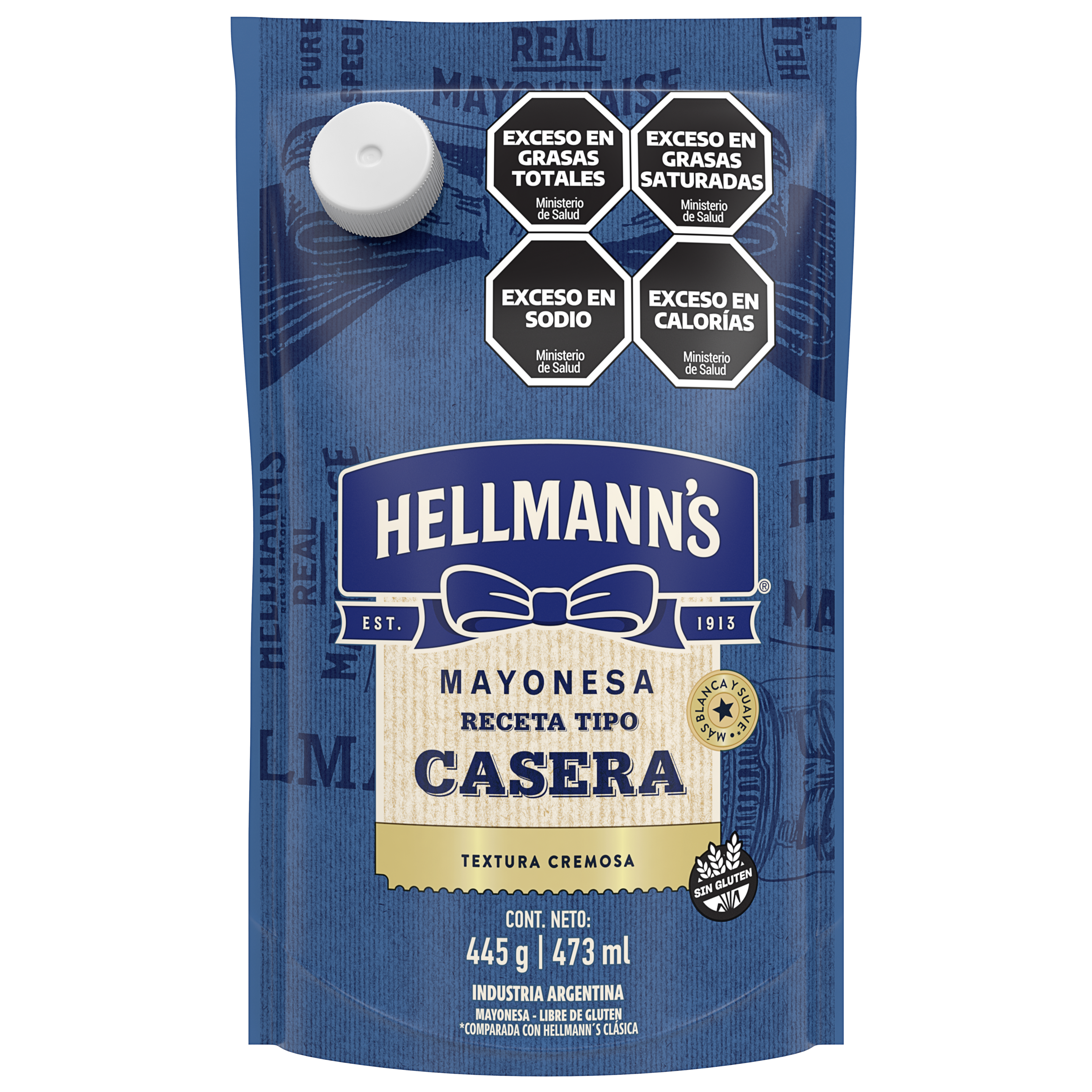 Imagen de envase de botella de mayonesa Receta Casera Hellmann's 445 gramos packshot