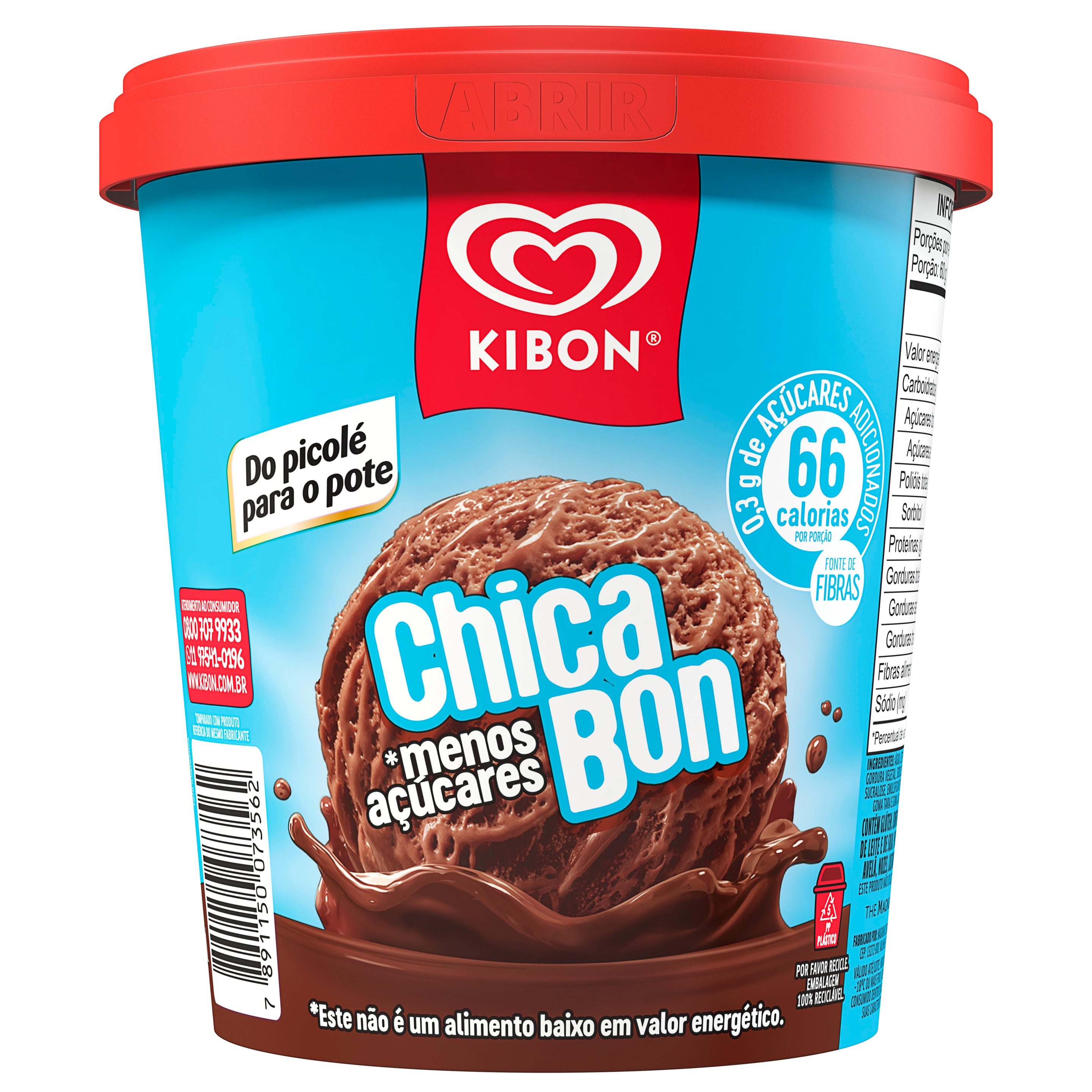 Pote do Chicabon zero açúcar packshot
