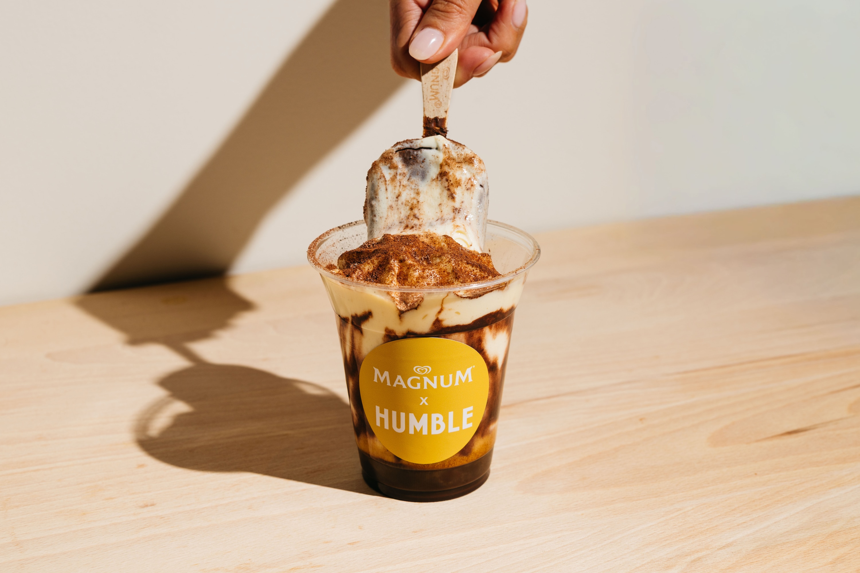 The indulgent M Bun: Magnum ice cream in a soft brioche bun.