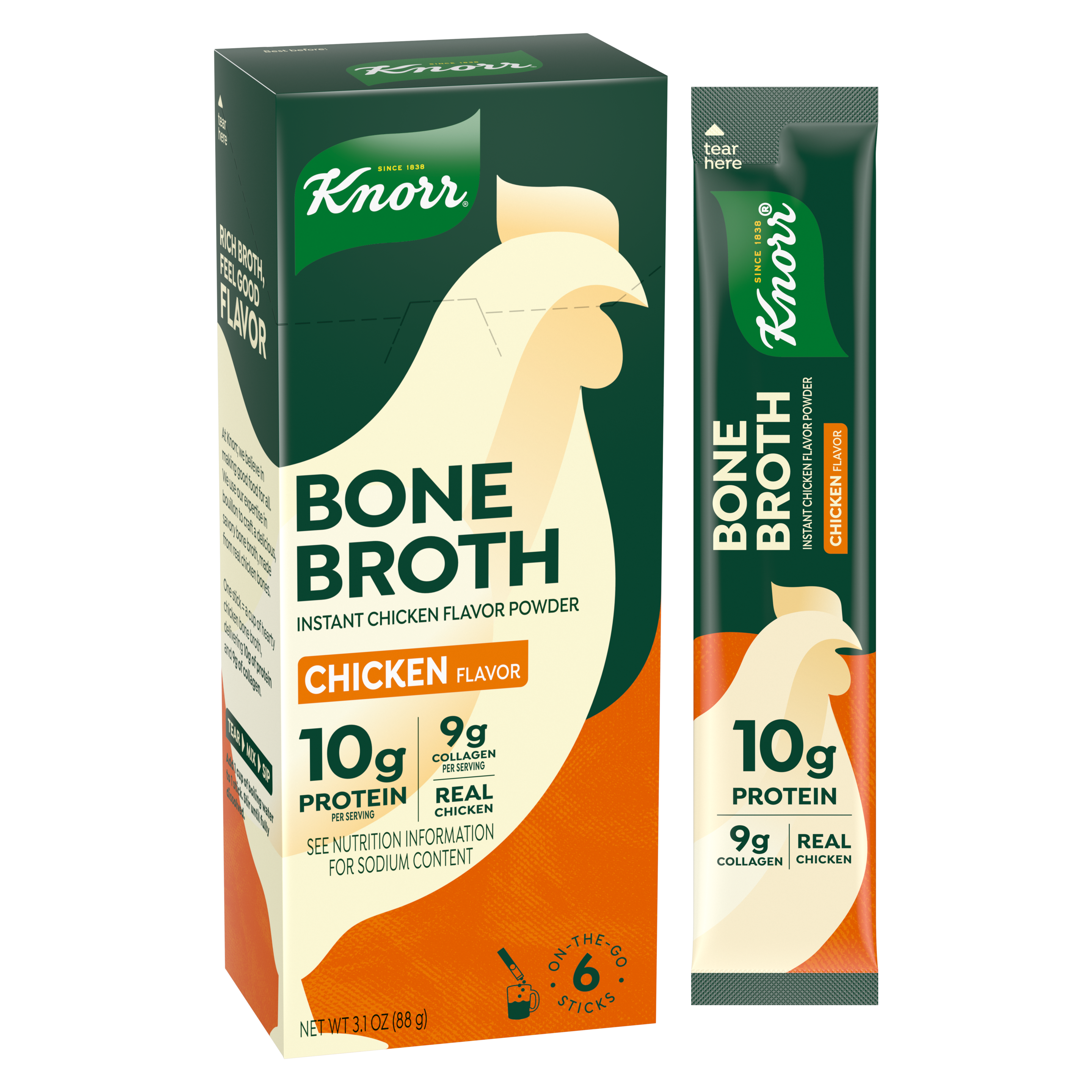 Knorr Chicken Bone Broth font of pack packshot