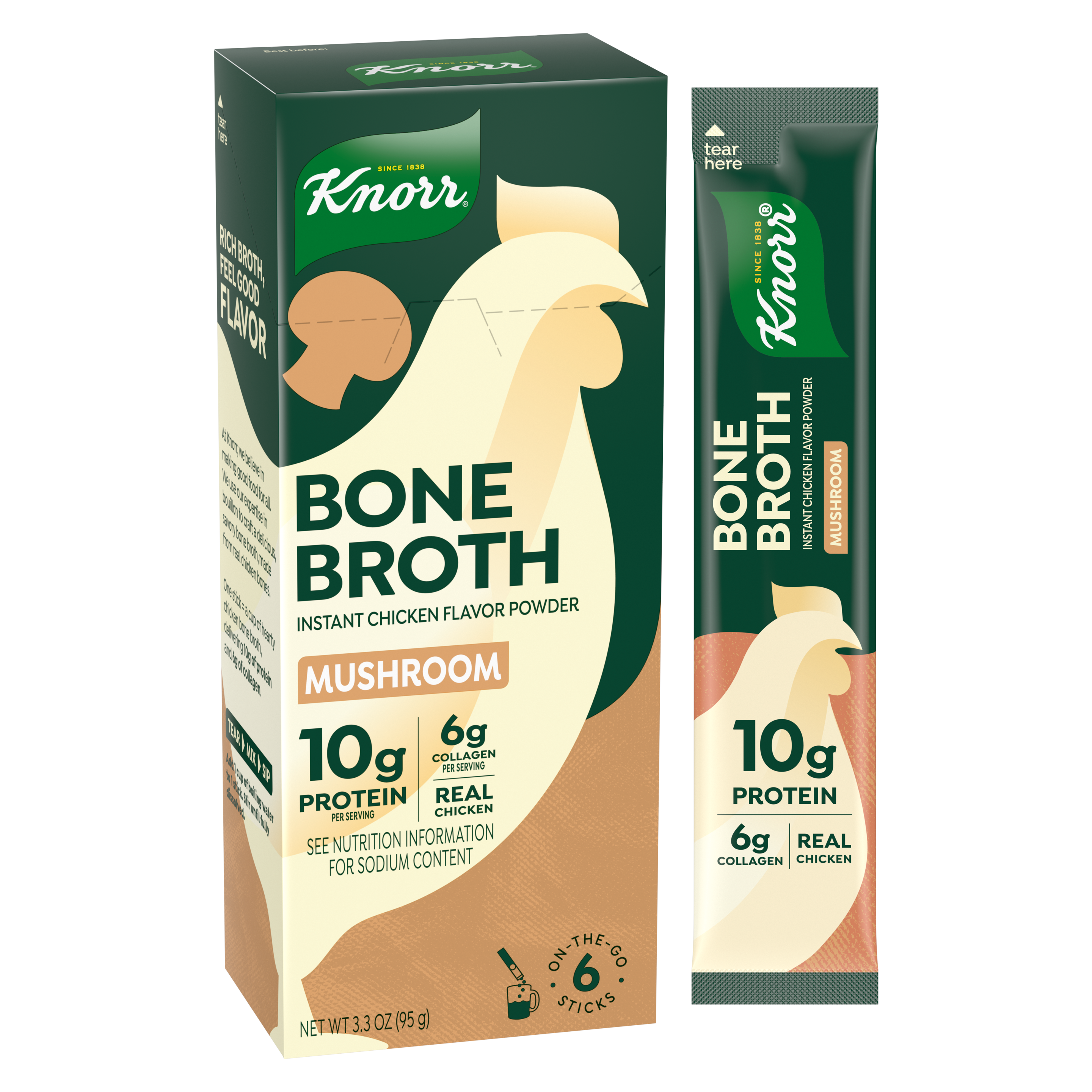 Knorr Mushroom Bone Broth font of pack packshot