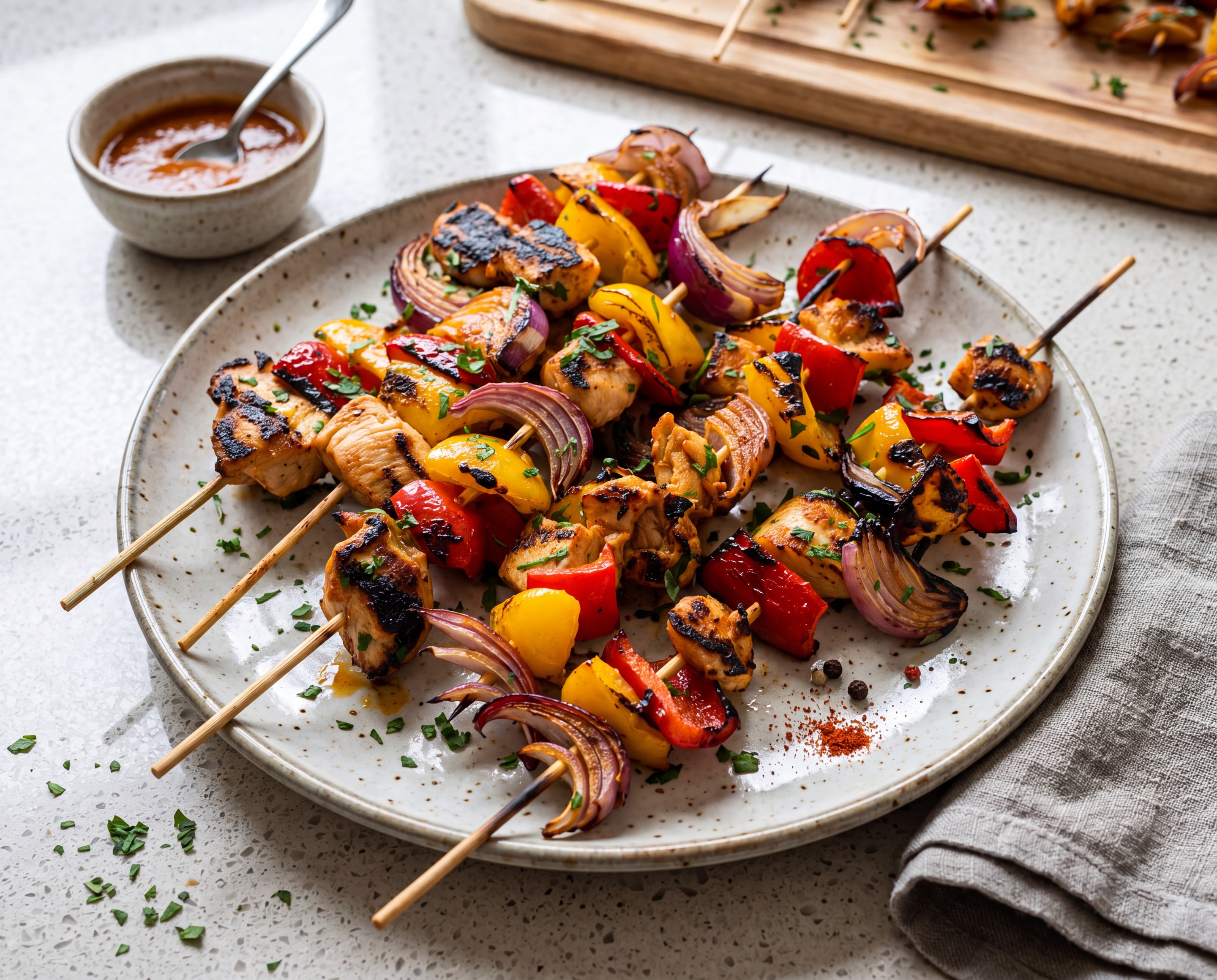 Sweet and Spicy Peri Peri Chicken & Vegetable Skewers