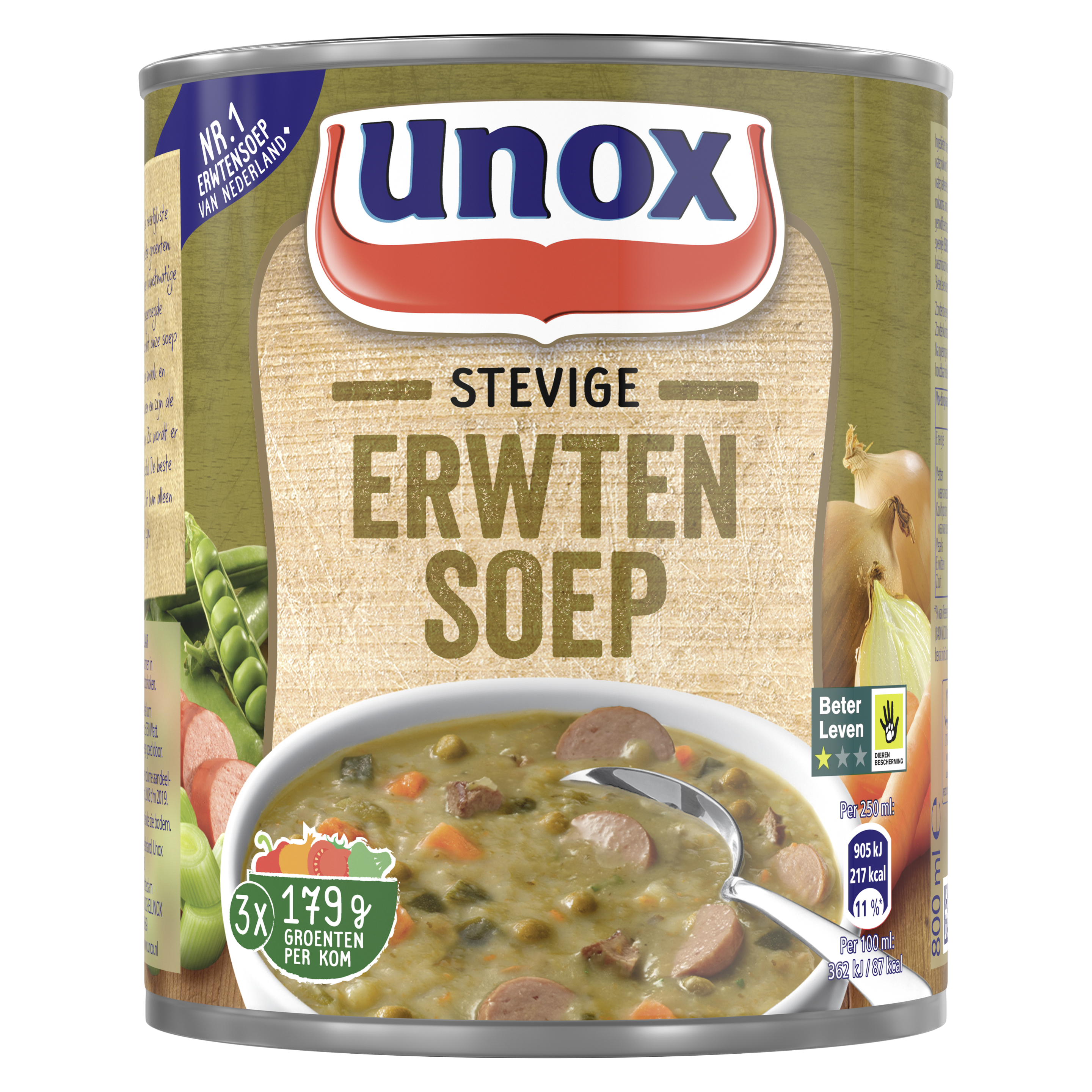 Unox Soep in blik Stevige Erwtensoep 800 ml packshot