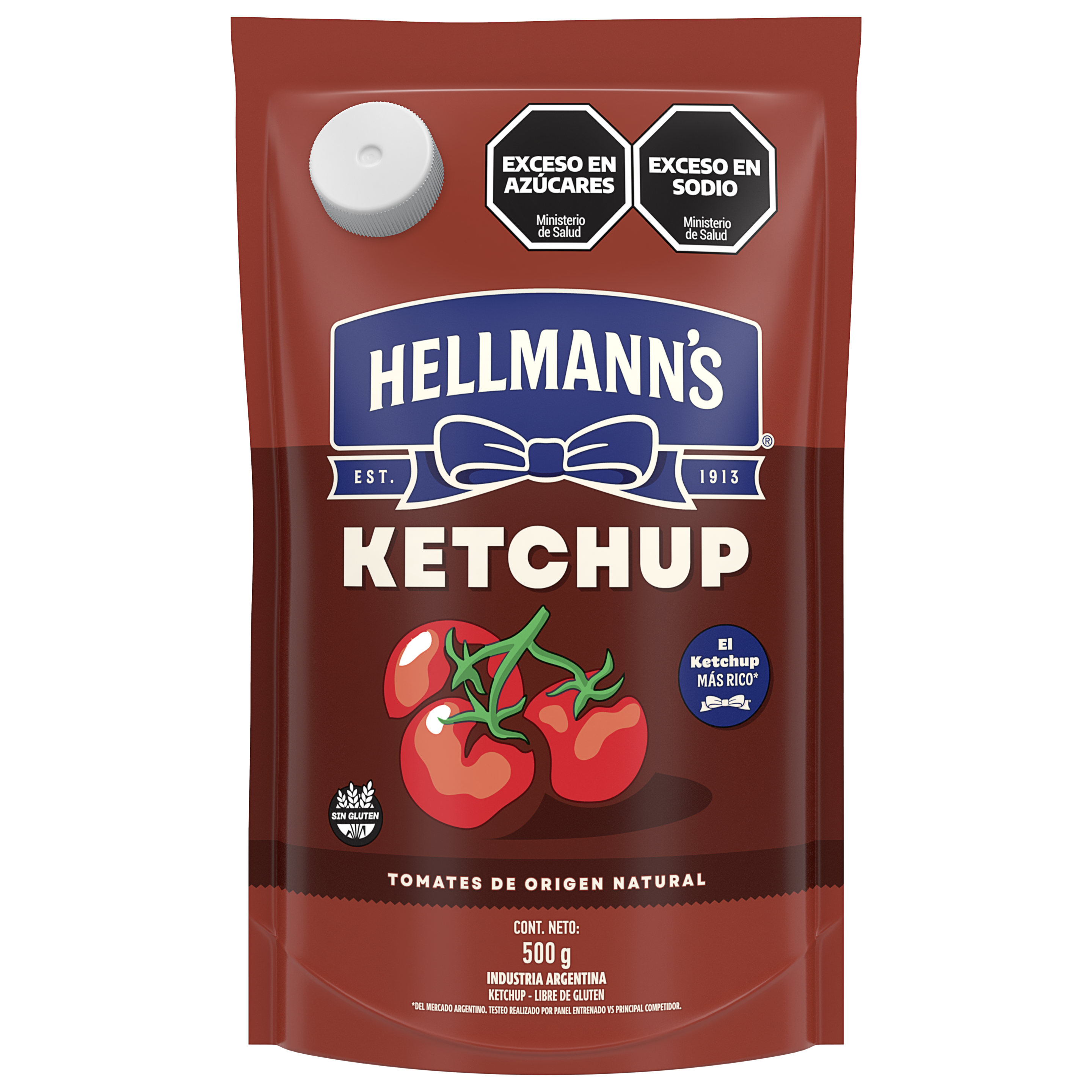Envase doypack rojo de ketchup Hellmann´s packshot