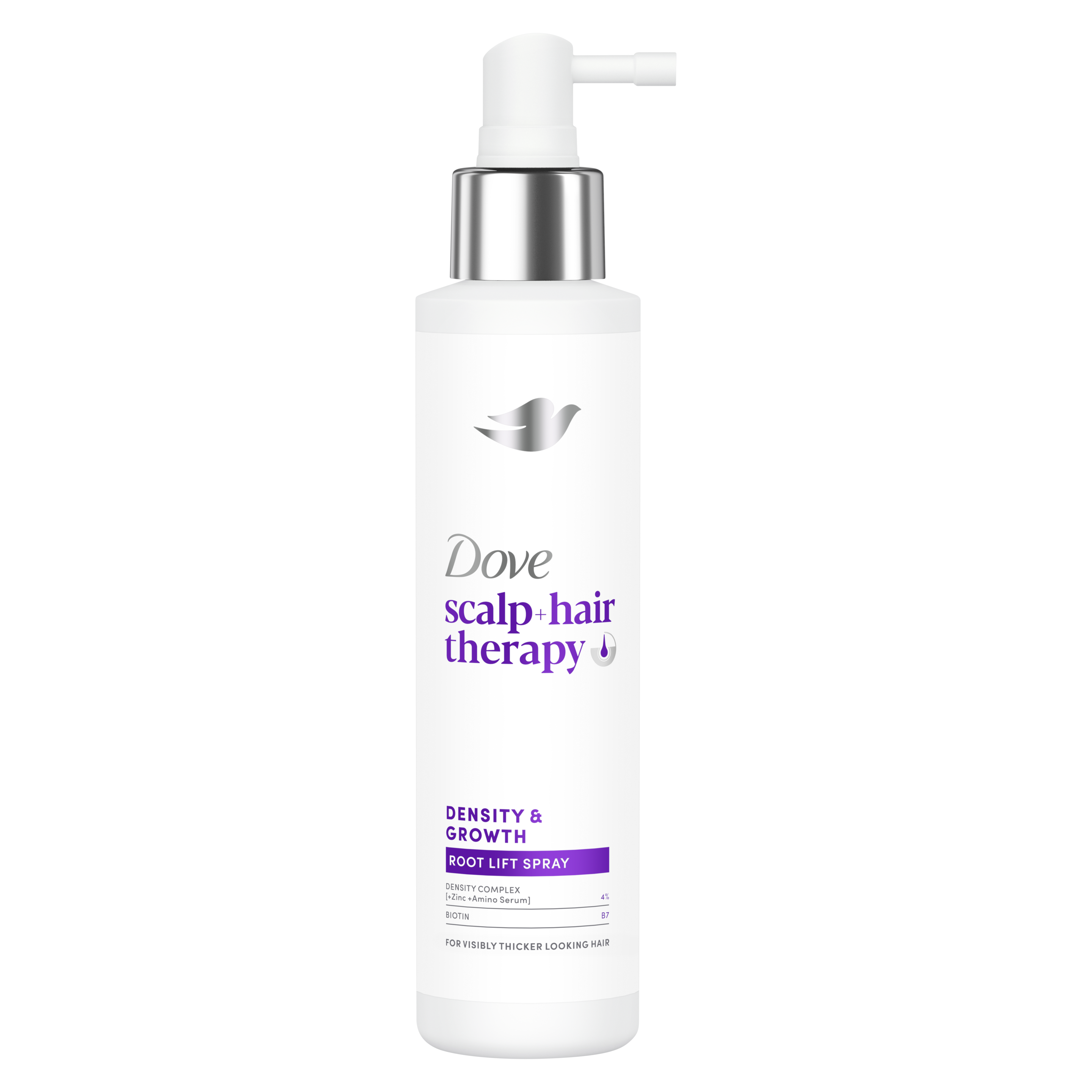 DOVE Scalp + Hair Therapy Root Lift Haarspray voor voller haar met een luchtig volume Density & Growth¹ stylingproduct met aminozuren, zink en biotine 100 ml packshot