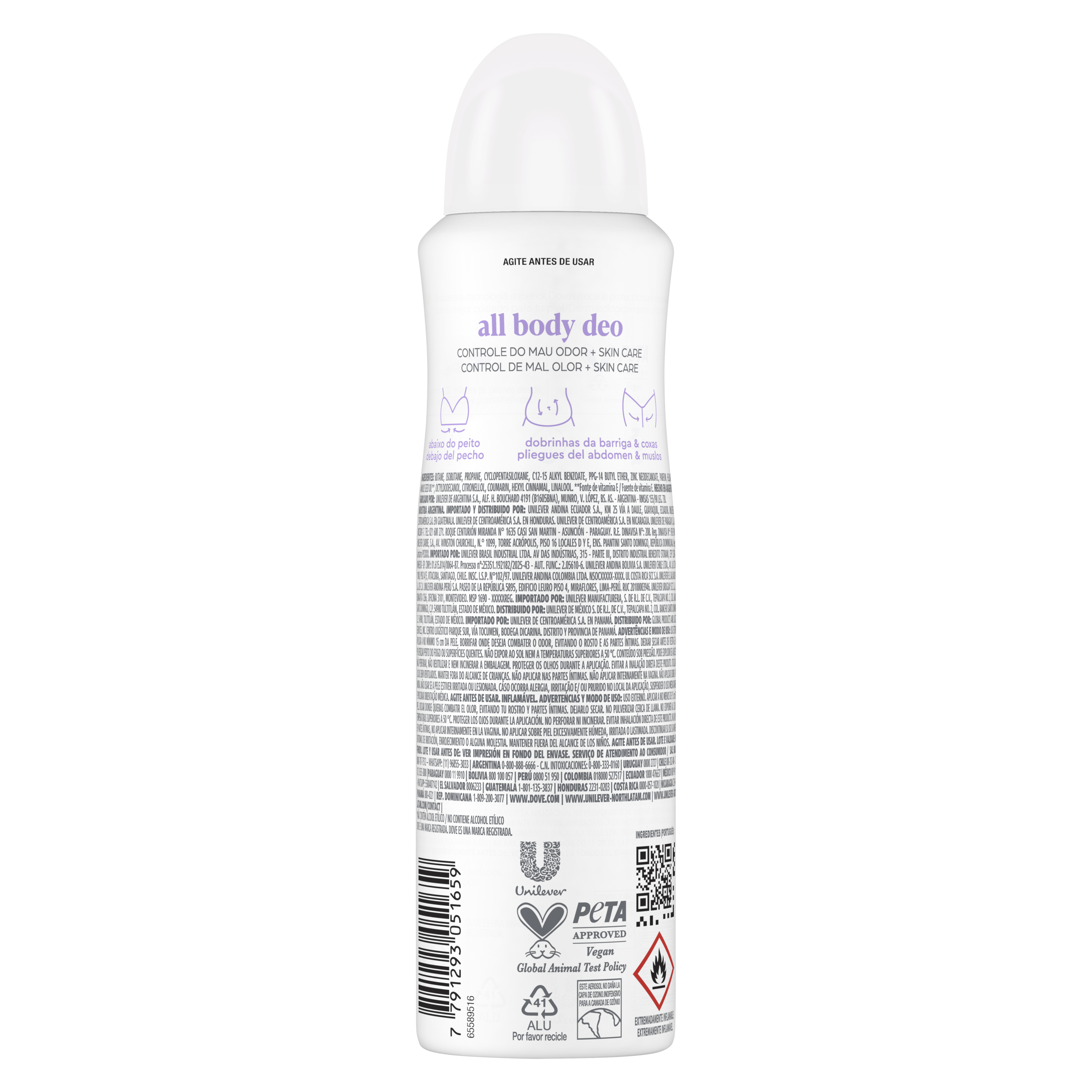 Desodorante en Aerosol para Todo el Cuerpo DOVE  All Body Deo Lavender & Camomile 150 ml