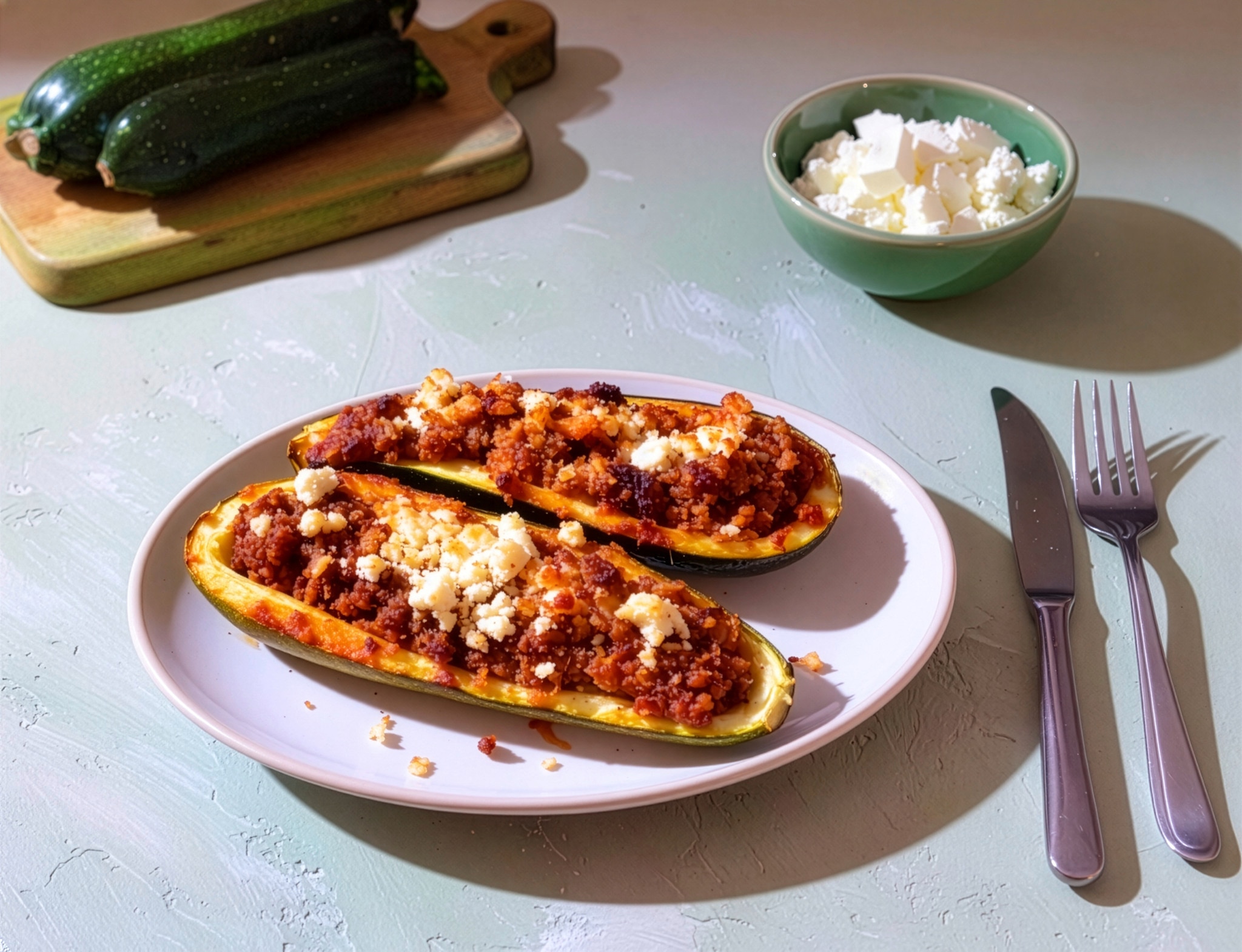 Gefüllte Zucchini mit Hackfleisch aus dem Air Fryer 30 Min  recipe