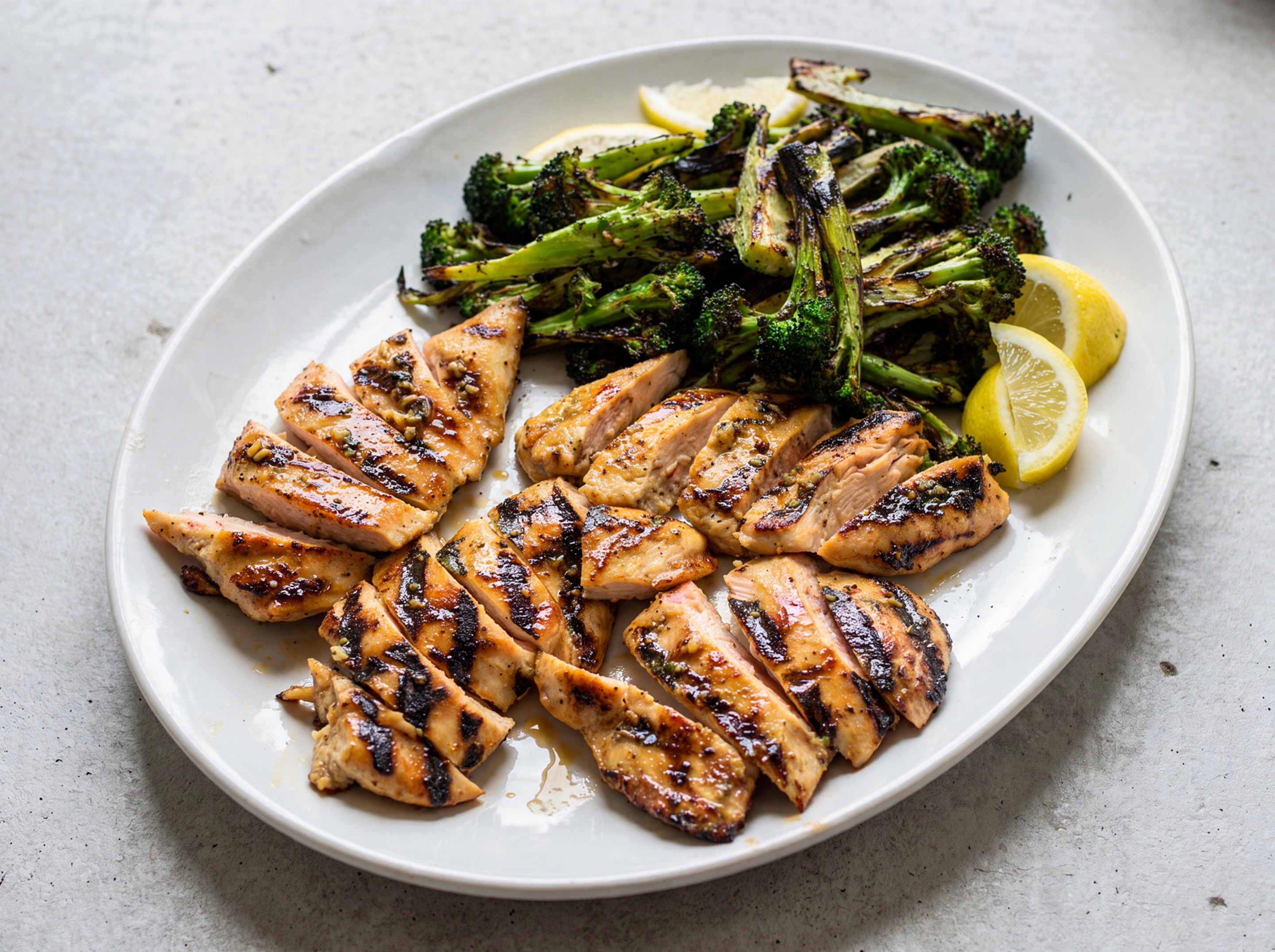 Juicy Maple Garlic Grilled Chicken Breasts with Charred Broccoli