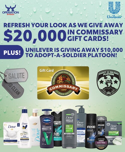 Enter the Salute to Clean Sweepstakes for a Chance to Win a $100 Commissary Gift Cards from Unilever