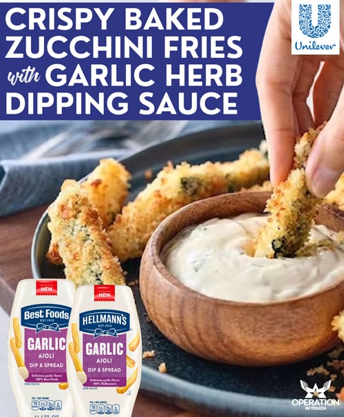 Try these Crispy Baked Zucchini Fries with Garlic Herb Dipping Sauce | Operation In Touch