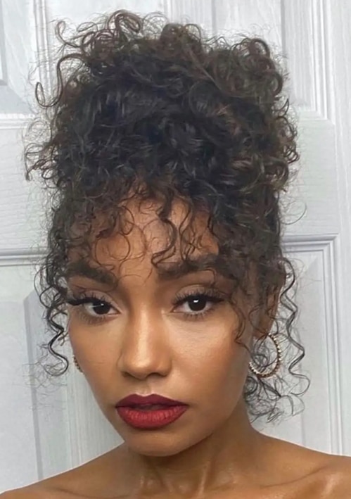 Nexxus curly hair pineapple bun