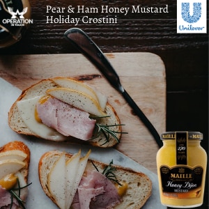 Maille pear ham honey mustard holiday crostini article