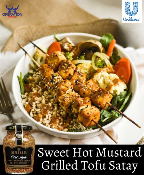Maille sweet hot mustard grilled tofu satay article
