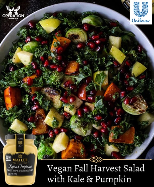 Vegan Fall Harvest Salad with Kale & Pumpkin