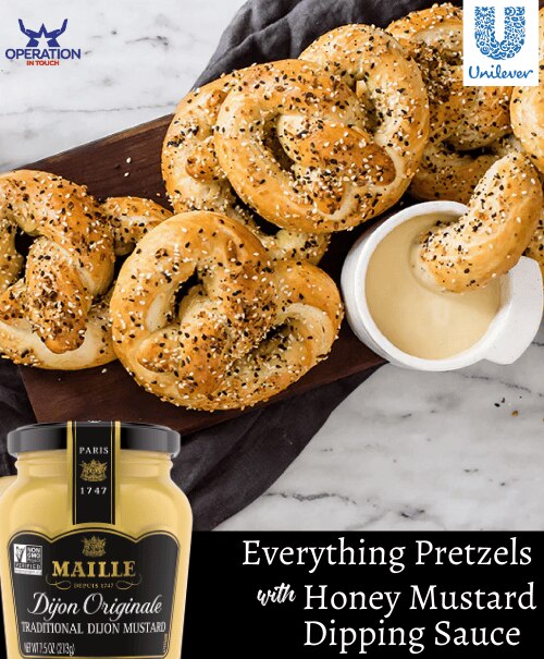 Maille everything pretzels with honey mustard dipping sauce article copy