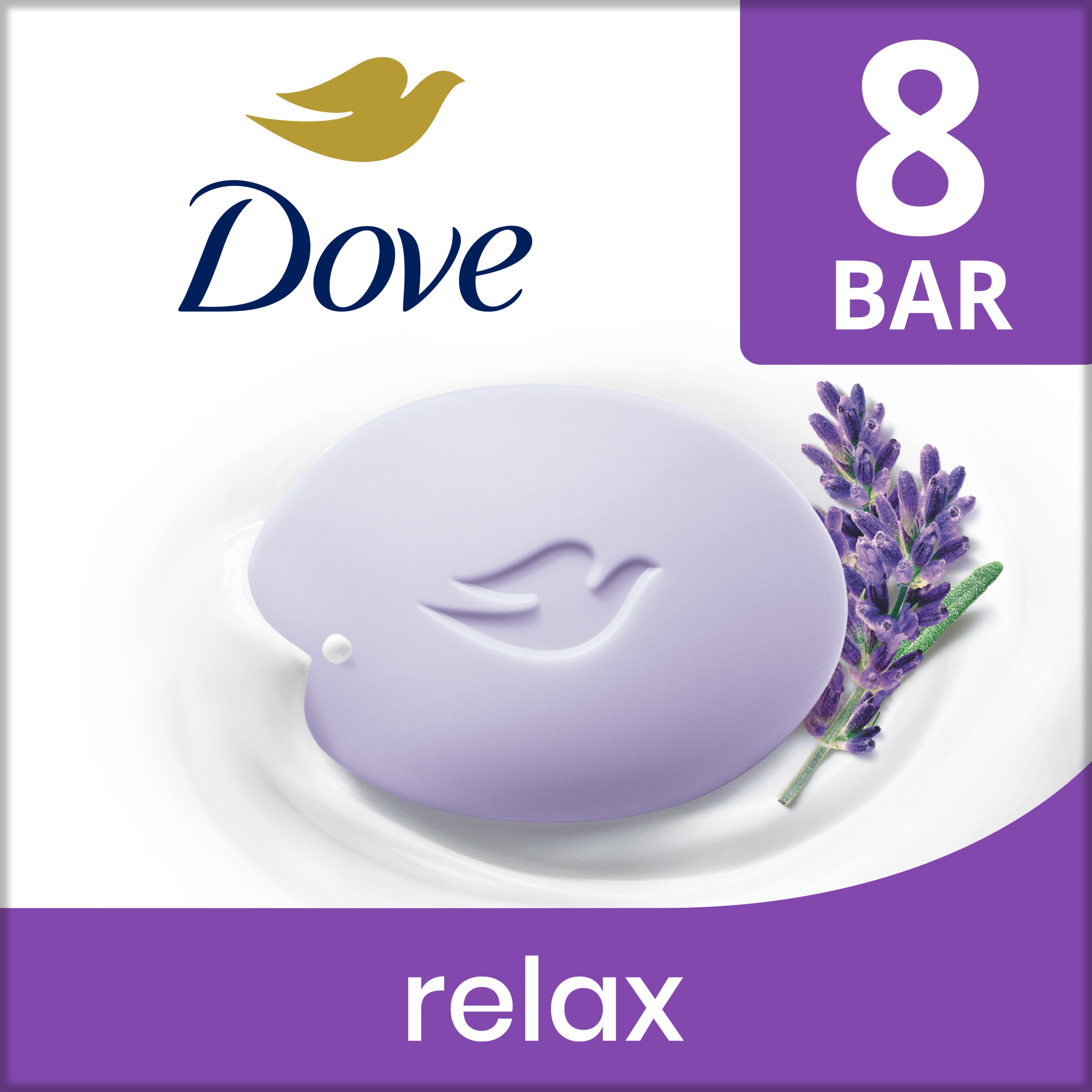 Dove Relaxing Beauty Bar 8 bar 3.75 oz packshot