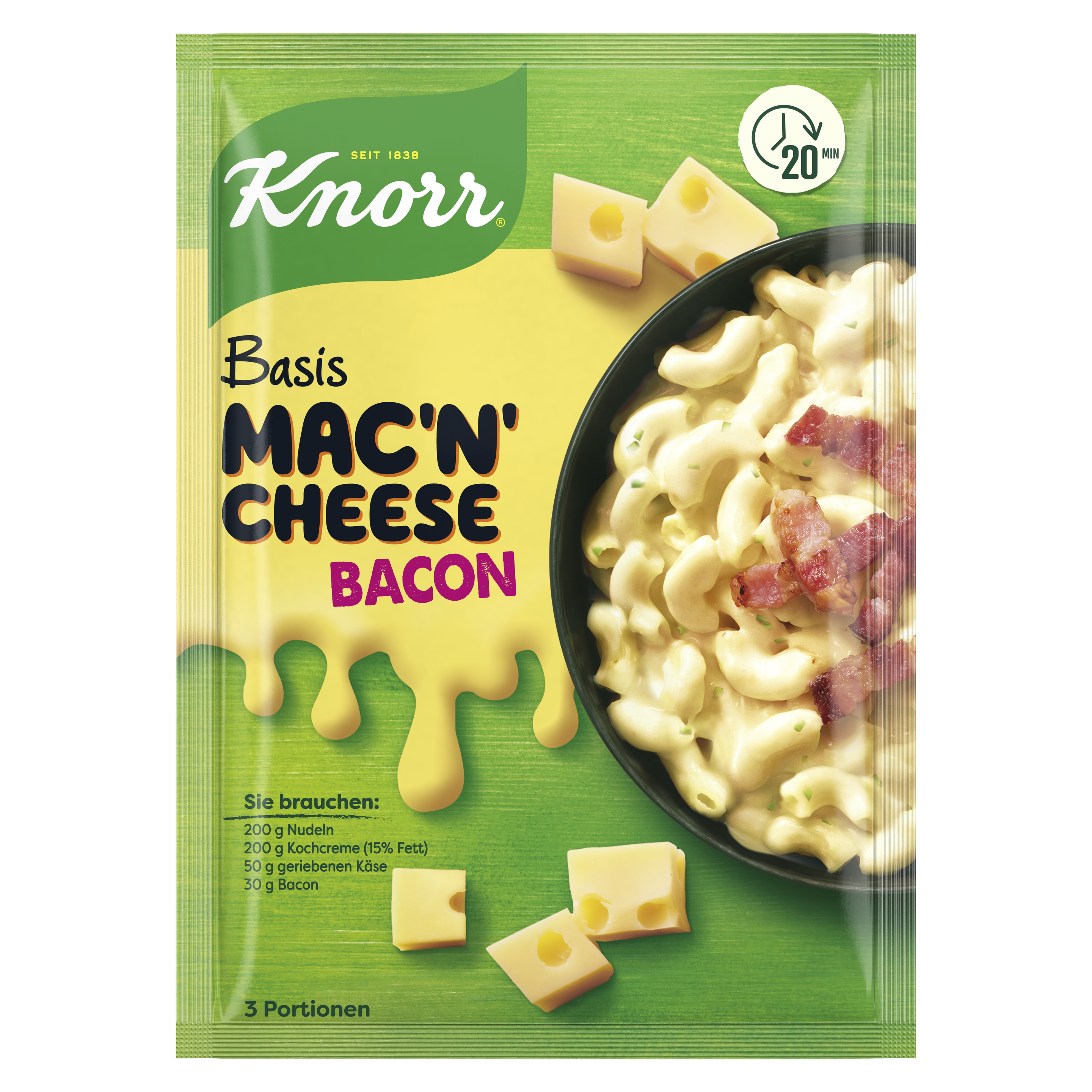 Knorr Basis Mac N Cheese Bacon 3 Portionen packshot
