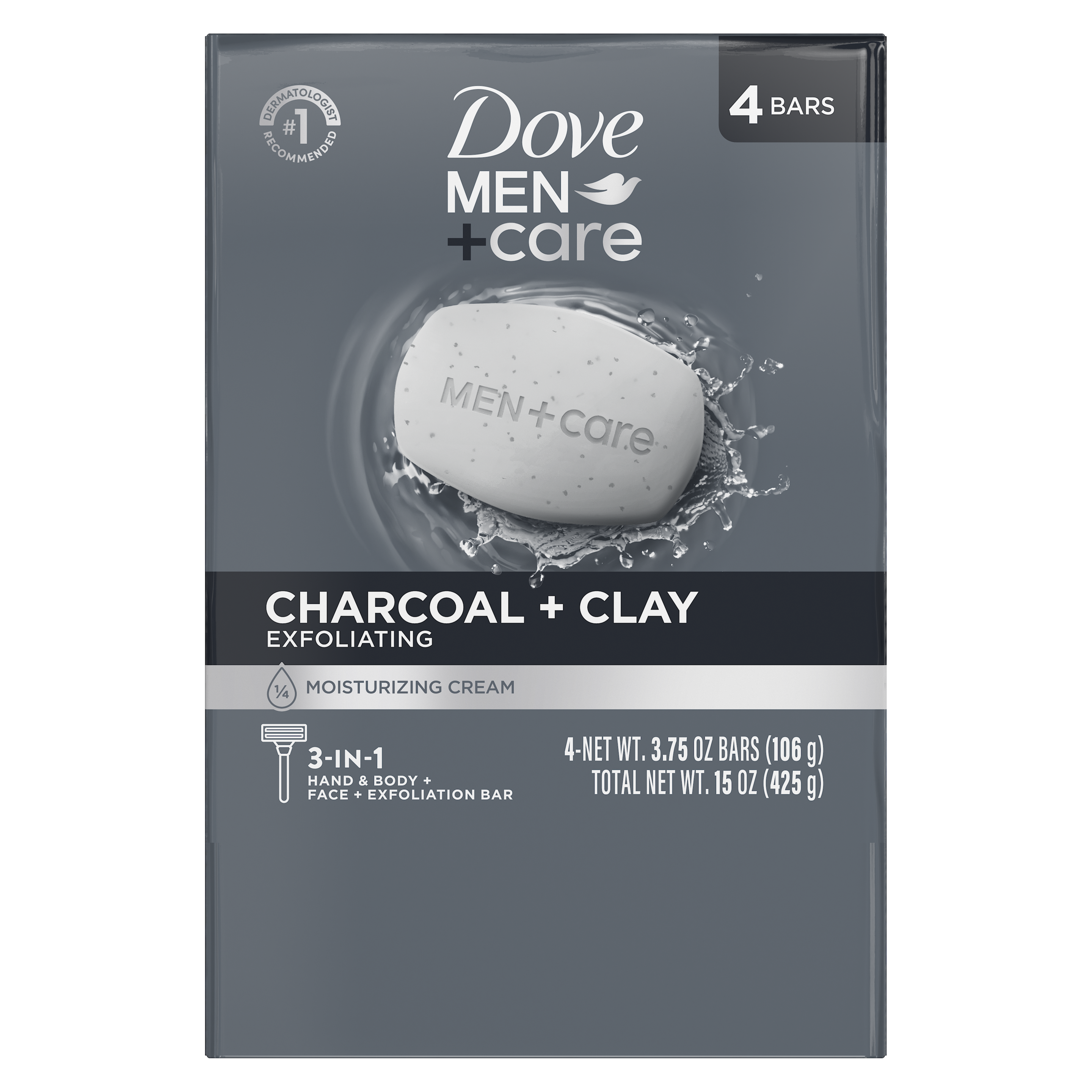 Men+Care Charcoal + Clay 3-n-1 Hand and Body + Face + Shave Bar